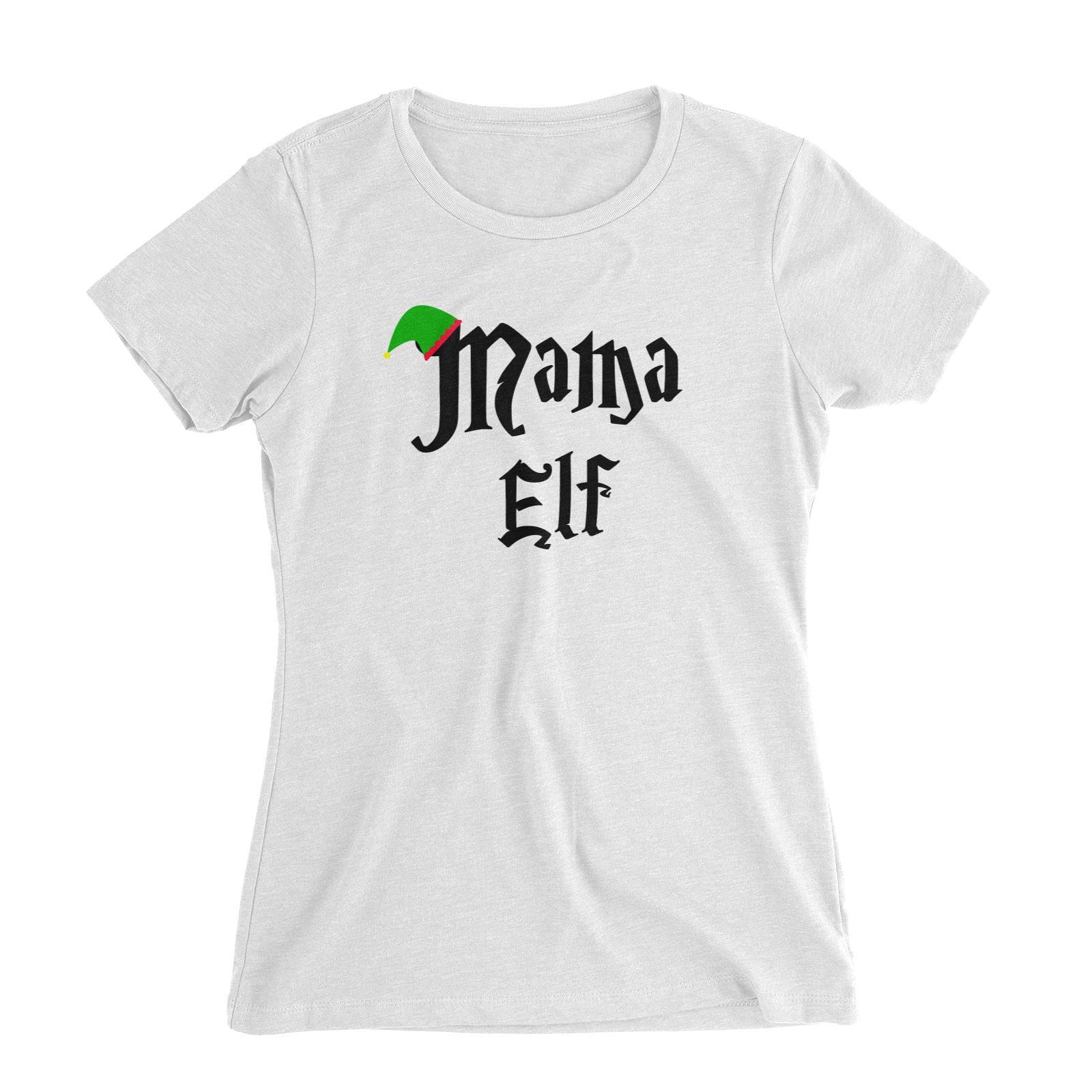 Mama Elf With Hat Women's Slim Fit T-Shirt Christmas Matching Family