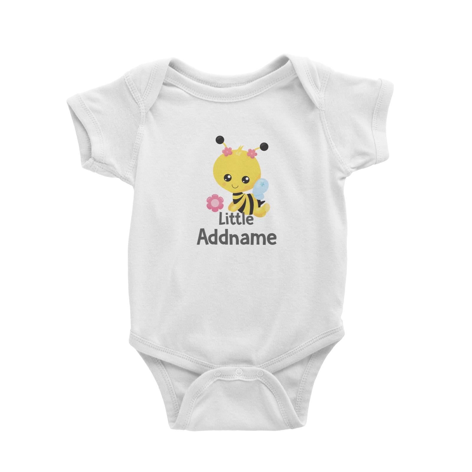 Spring Animals Bee Girl Little Addname White Baby Romper