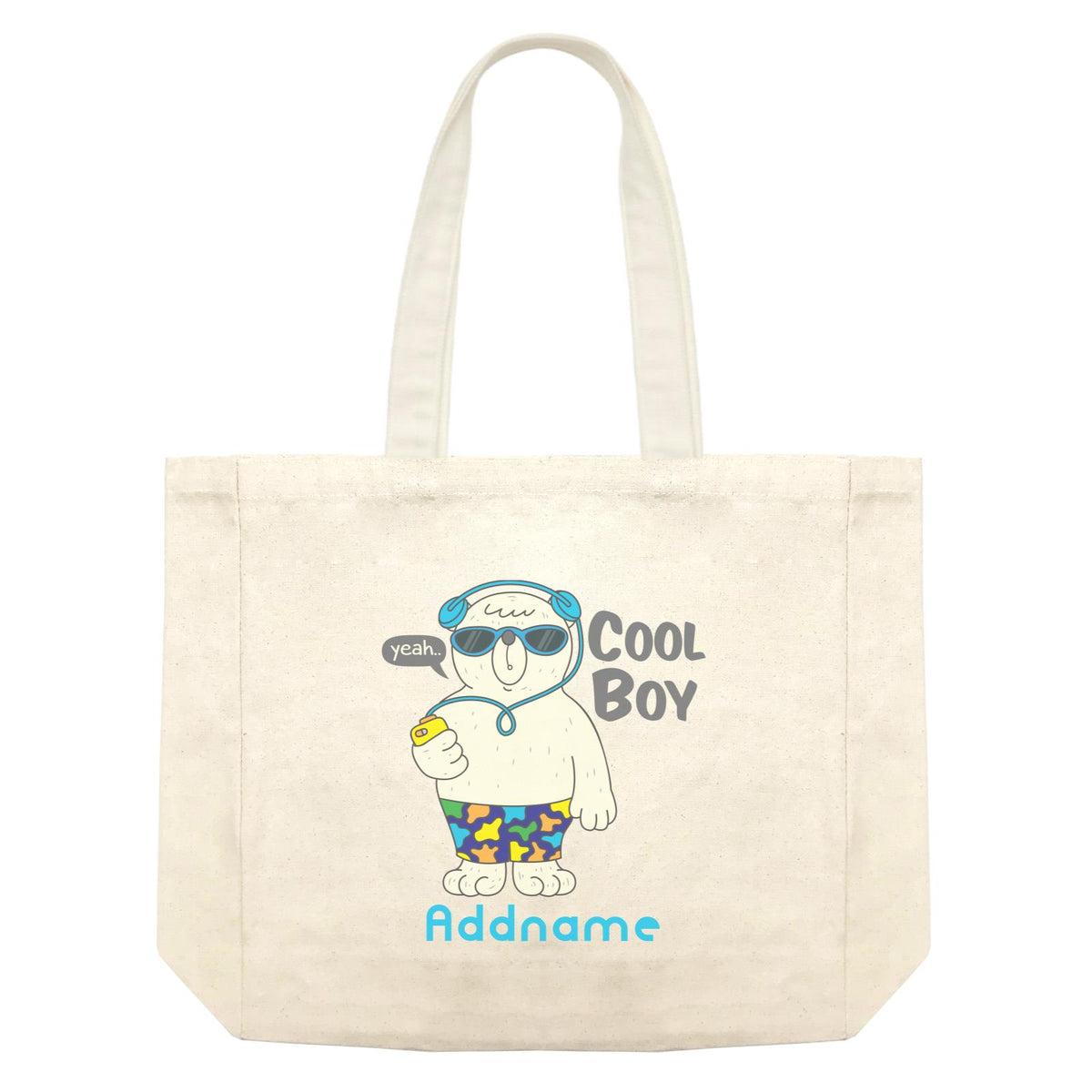 Cool Cute Animals Bear Yeah Cool Boy Addname Shopping Bag