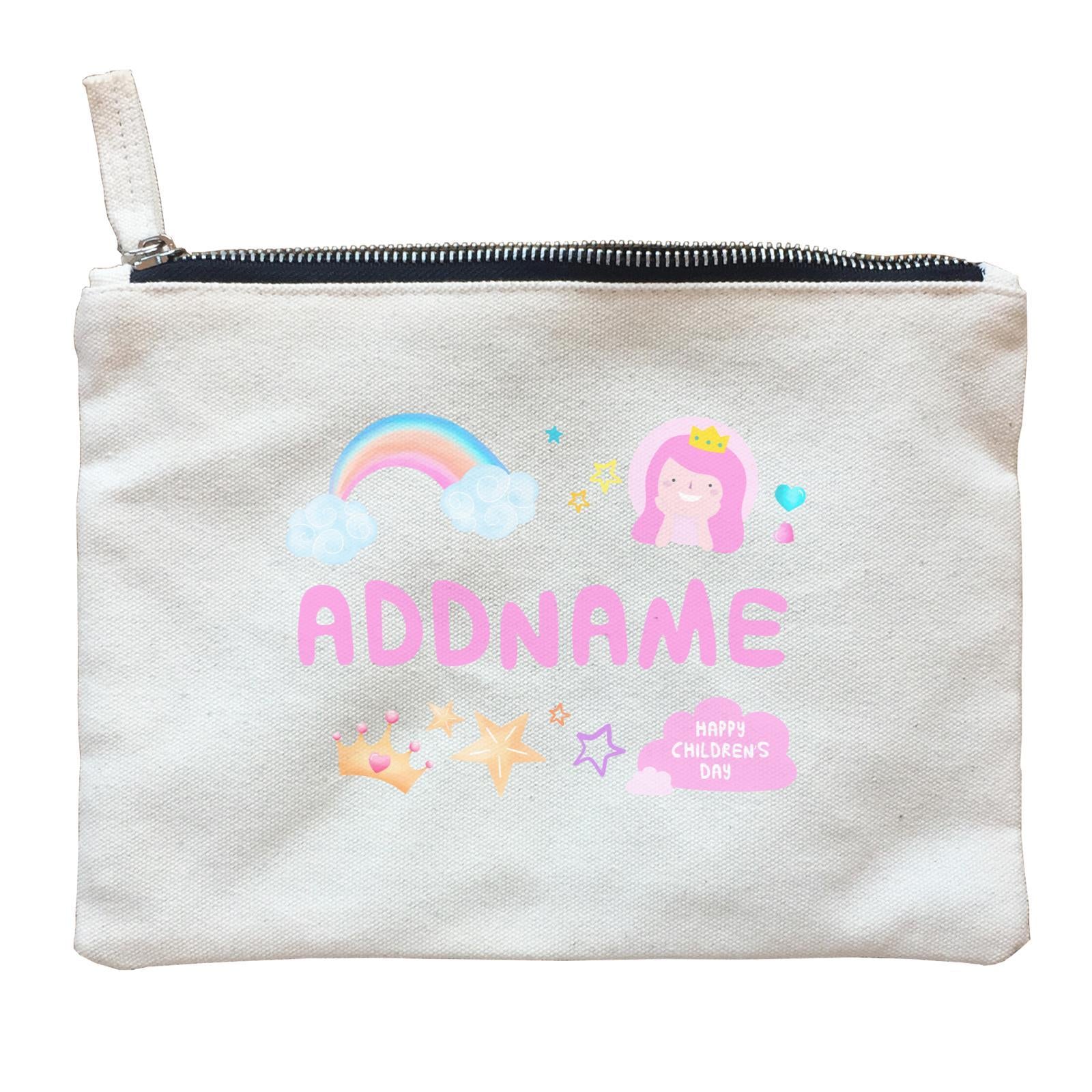 Children's Day Gift Series Cute Pink Girl Princess Rainbow Addname  Zipper Pouch