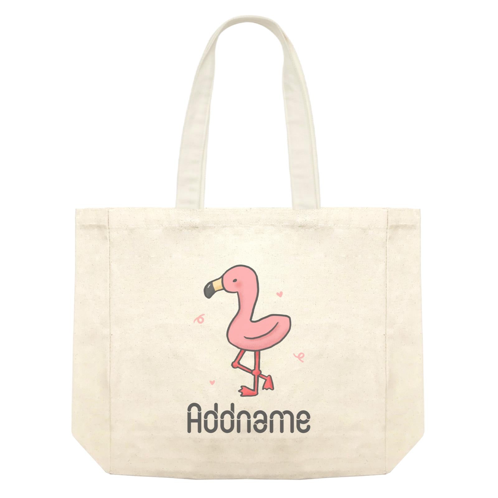 Cute Hand Drawn Style Flamingo Addname Shopping Bag