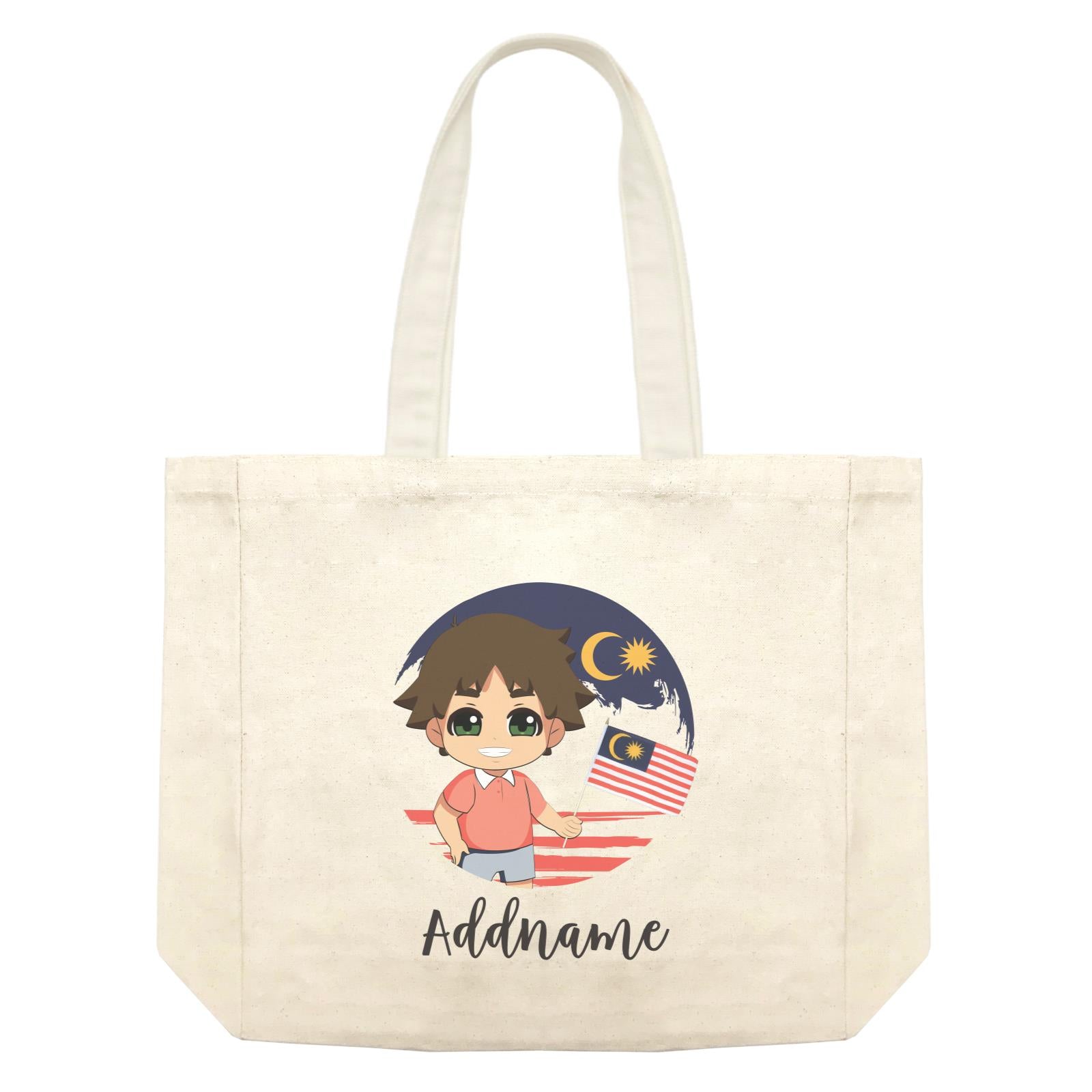 Merdeka Series Round Flag Chinese Boy Addname Shopping Bag