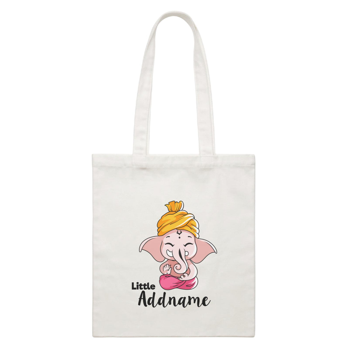 Cute Sitting Ganesha Meditating Little Addname White Canvas Bag