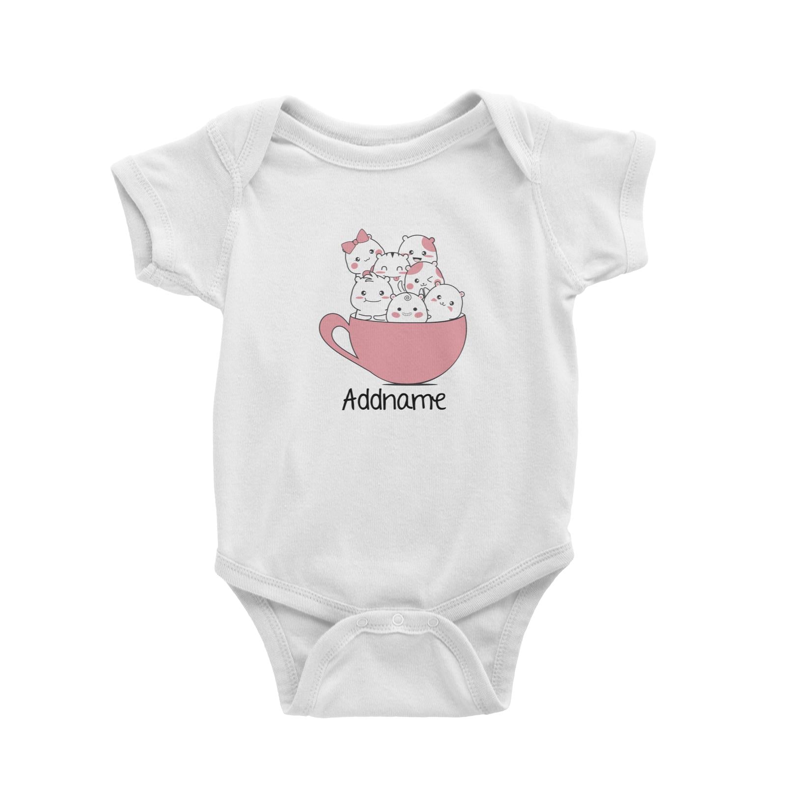 Cute Animals And Friends Series Cute Hamster Group Coffee Cup Addname Baby Romper