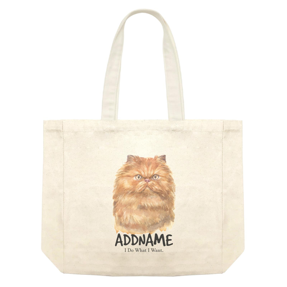 Watercolor Cat Persian Gold I Do What I Want Addname Shopping Bag