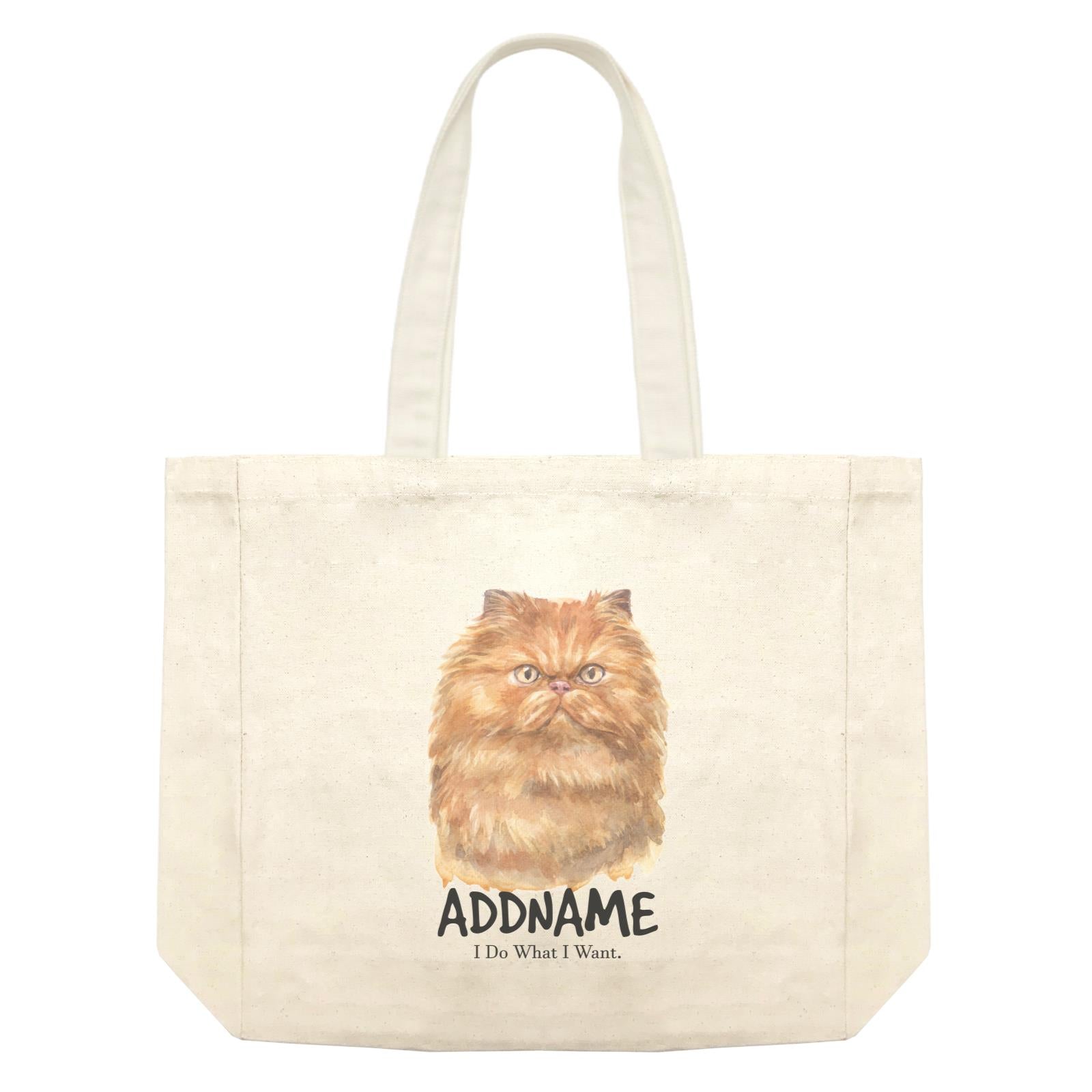 Watercolor Cat Persian Gold I Do What I Want Addname Shopping Bag