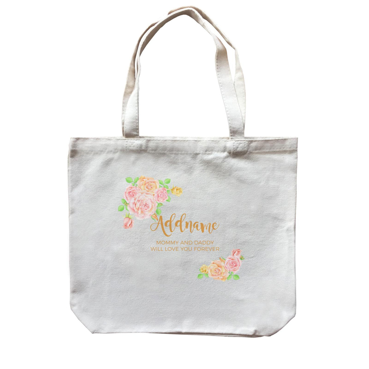 Sweet Rose Frame Personalisable with Name and Text Canvas Bag
