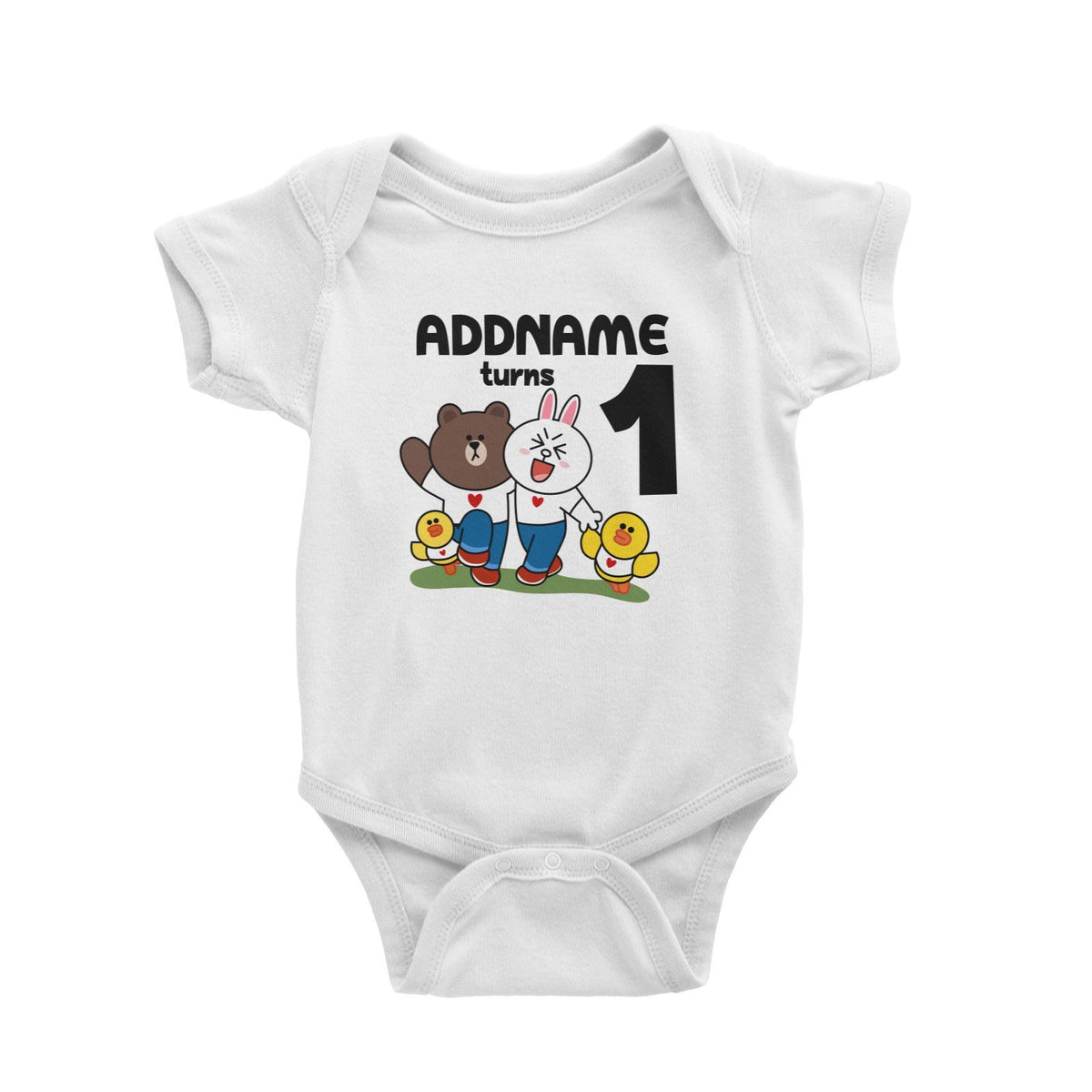 Line Family of 4 Birthday Theme Personalizable with Name and Number Baby Romper