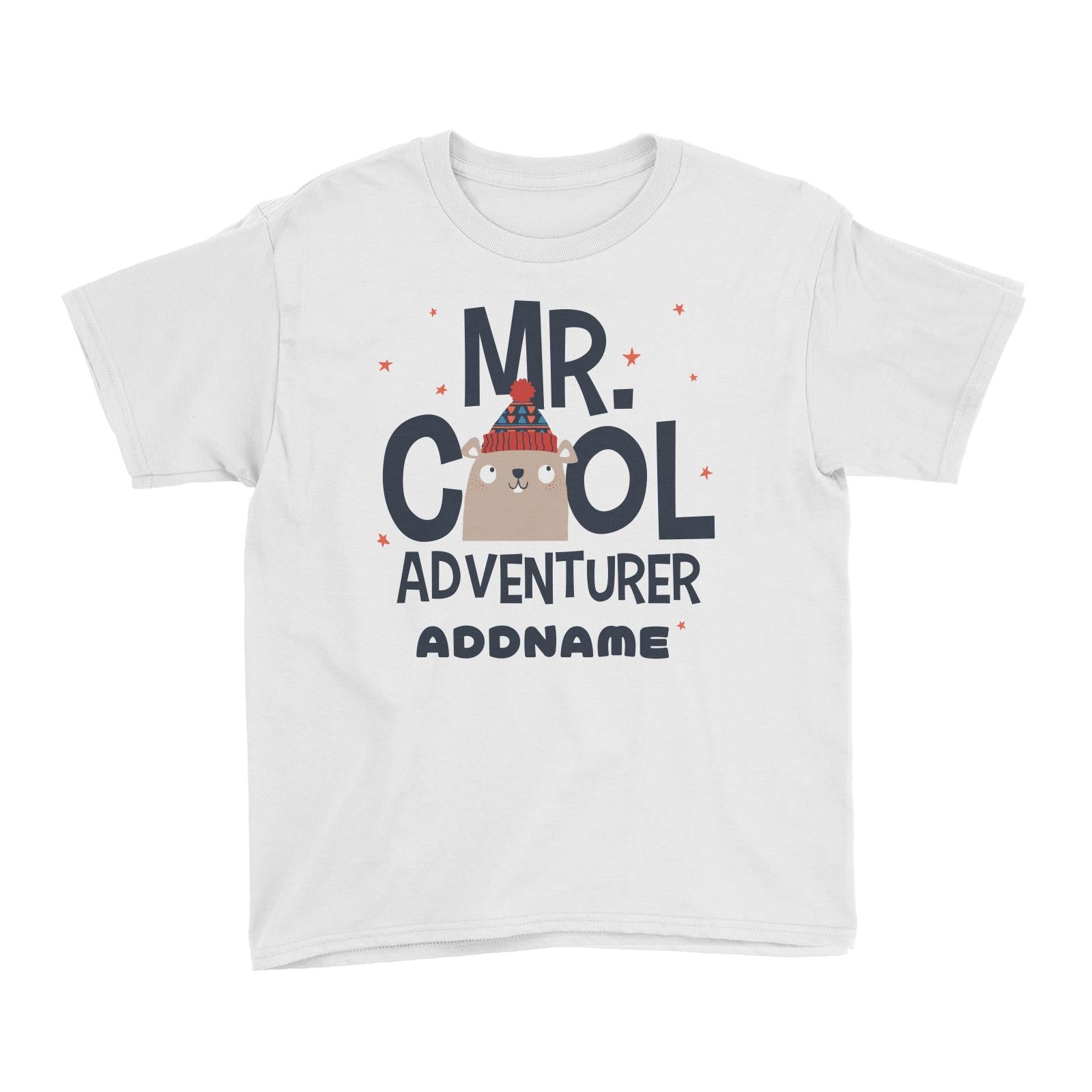 Mr Cool Adventurer Beaver Addname White Kid's T-Shirt