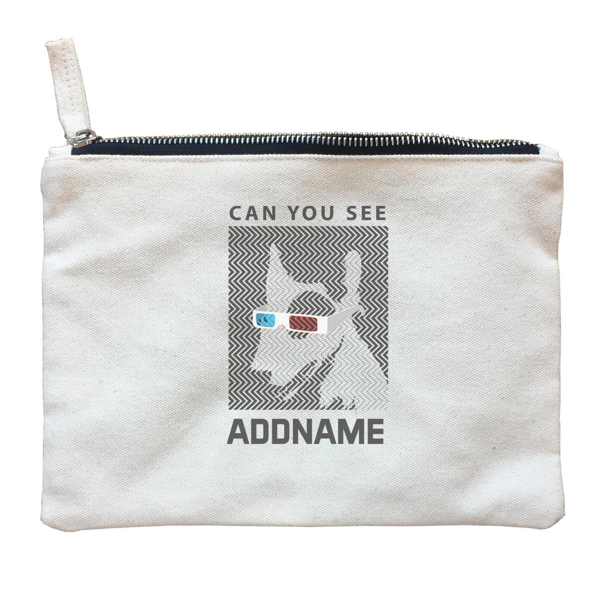 Funny Hand Drawn Animals Can You See Dog Bull Terrier Visual Illusion 3D Glasses With Addname Zipper Pouch