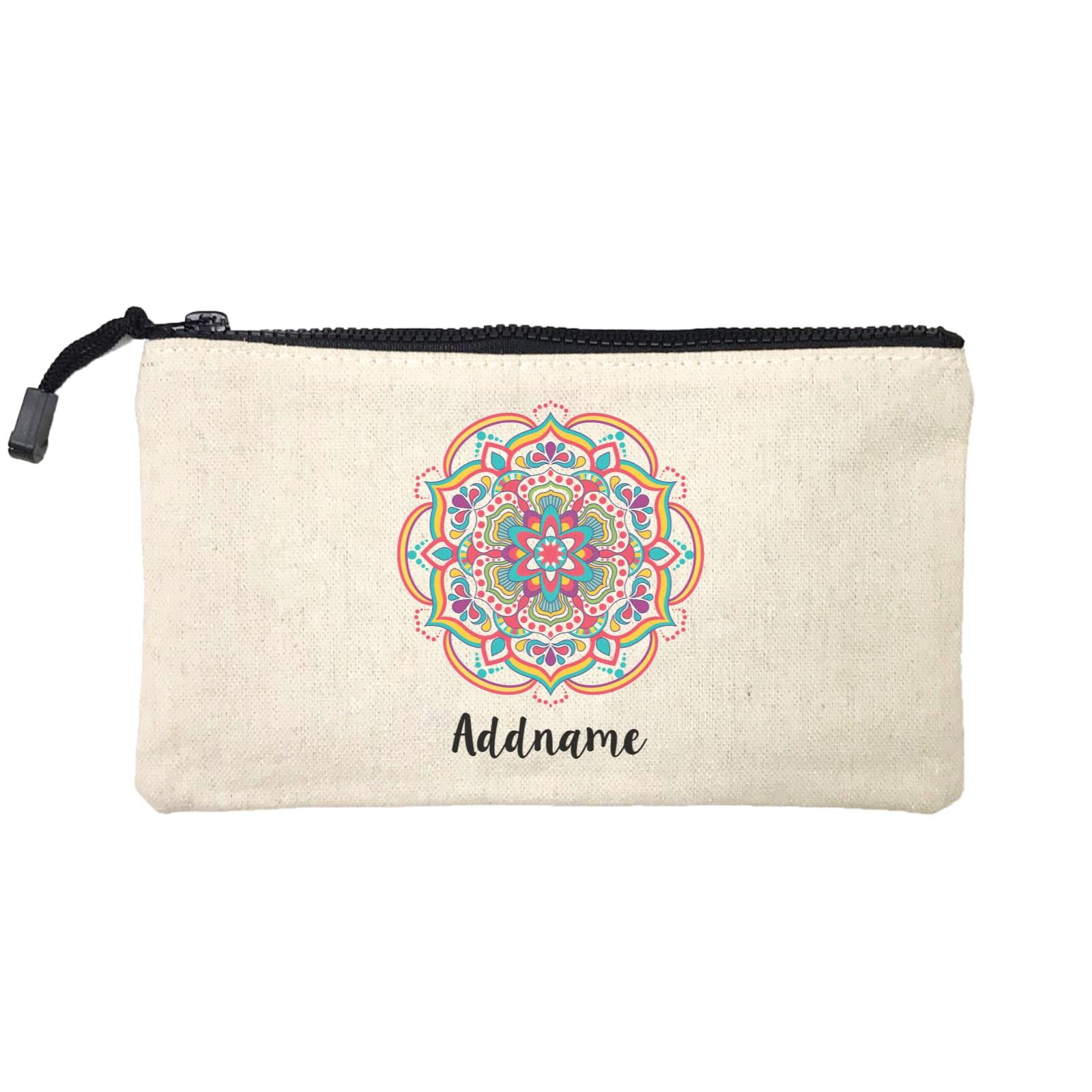 Deepavali Colourful Floral Mandala Addname Mini Accessories Stationery Pouch