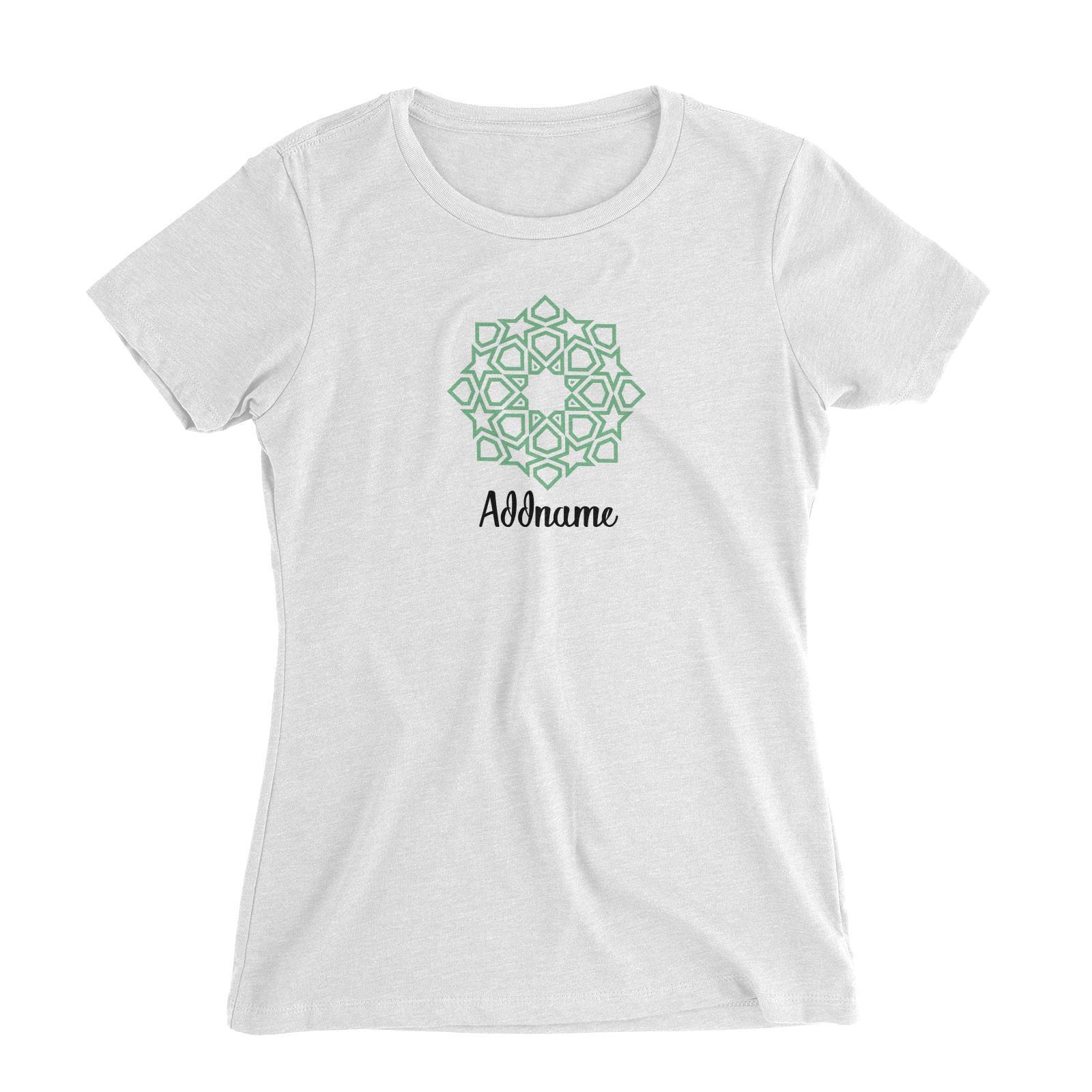 Raya Symbol Green Islamic Geometric Addname Women's Slim Fit T-Shirt