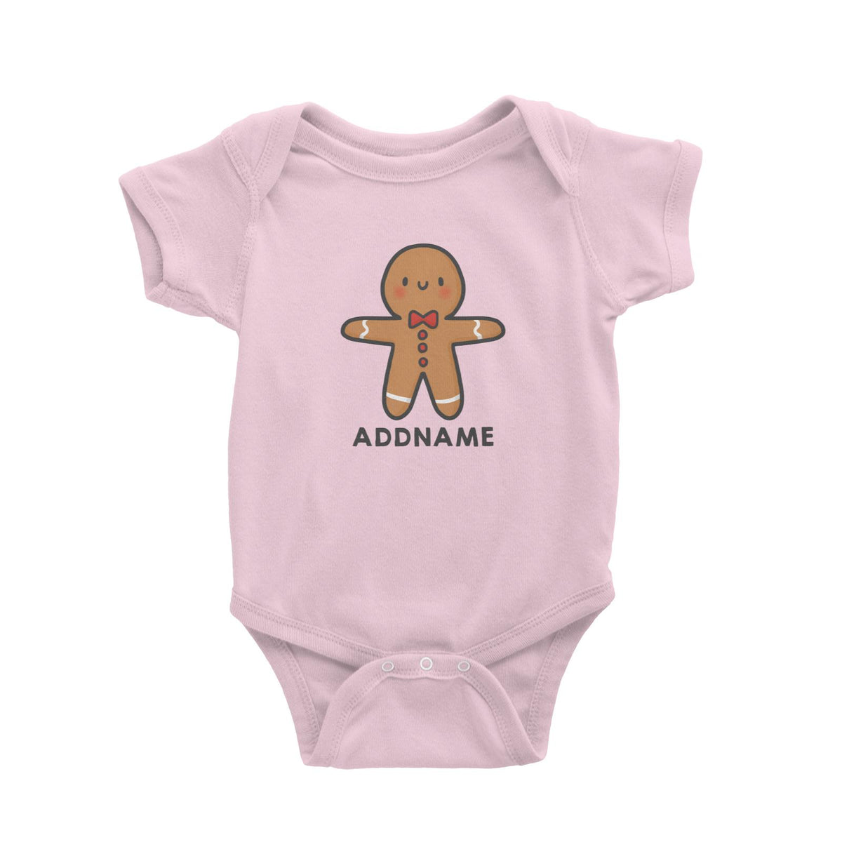 Xmas Cute Gingerbread Man Addname Baby Romper