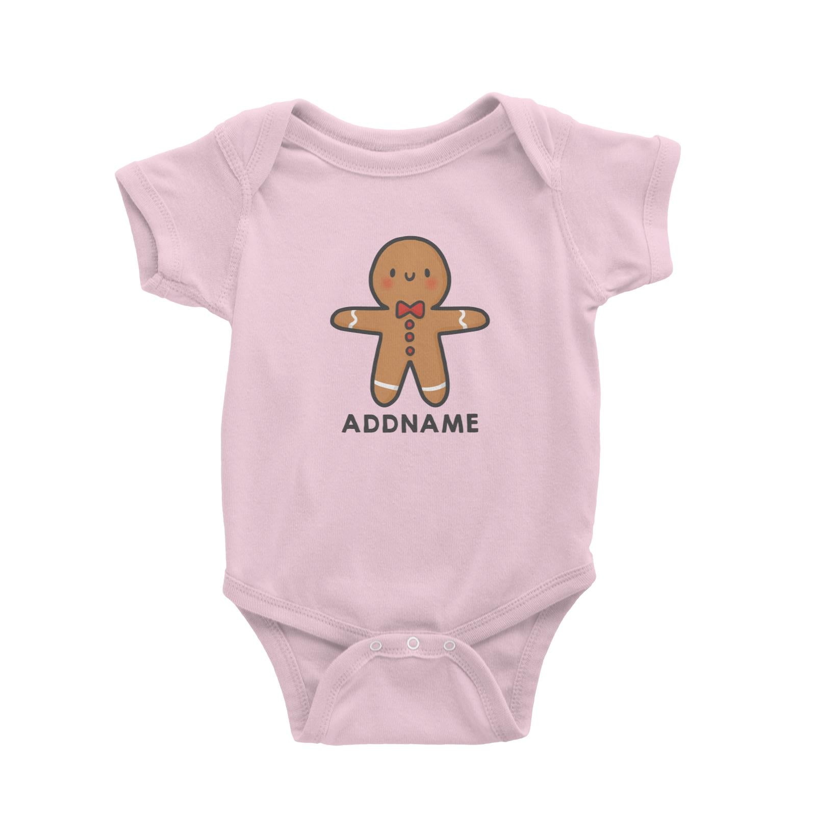 Xmas Cute Gingerbread Man Addname Baby Romper