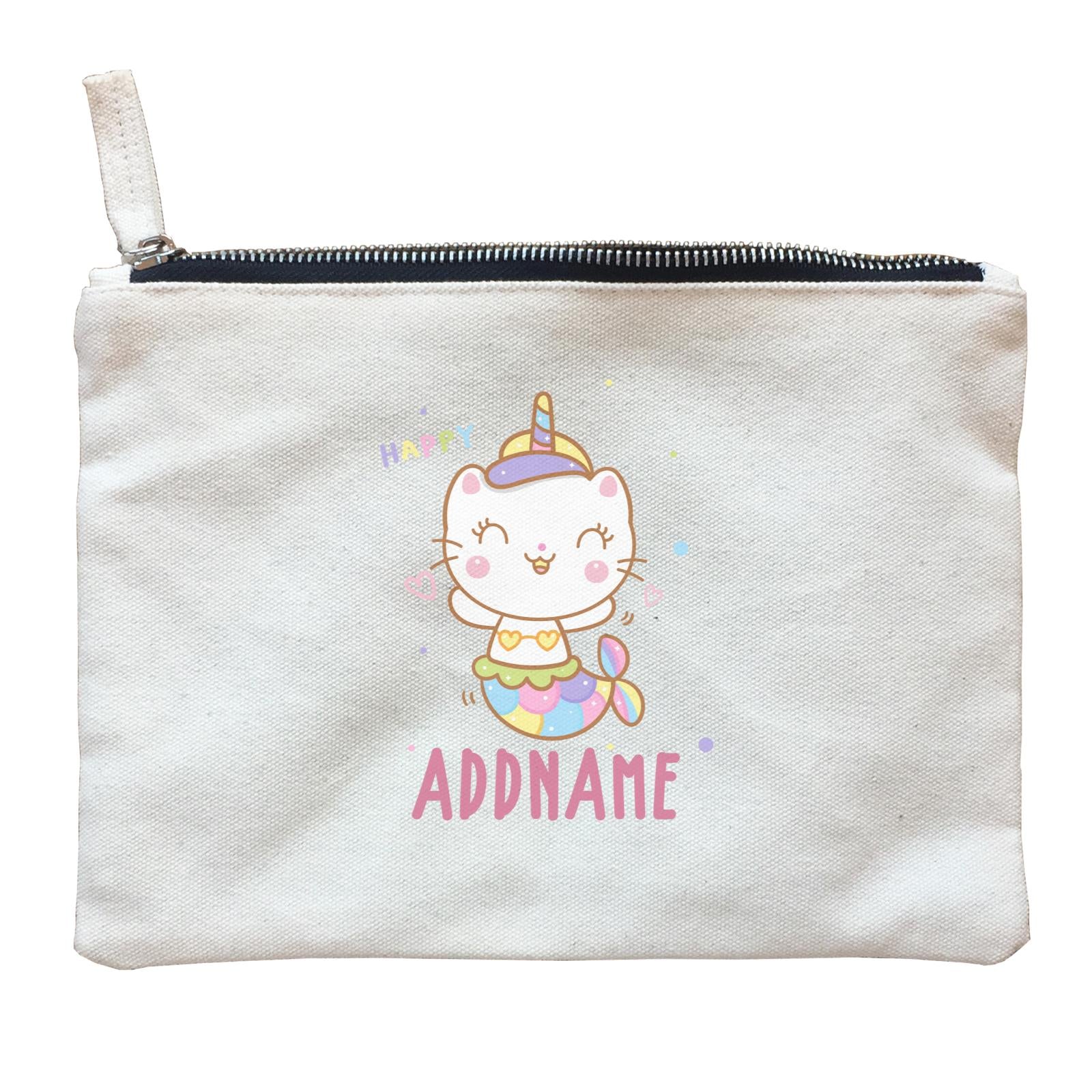 Unicorn And Princess Series Cute Happy Cat Mermaid Addname Zipper Pouch