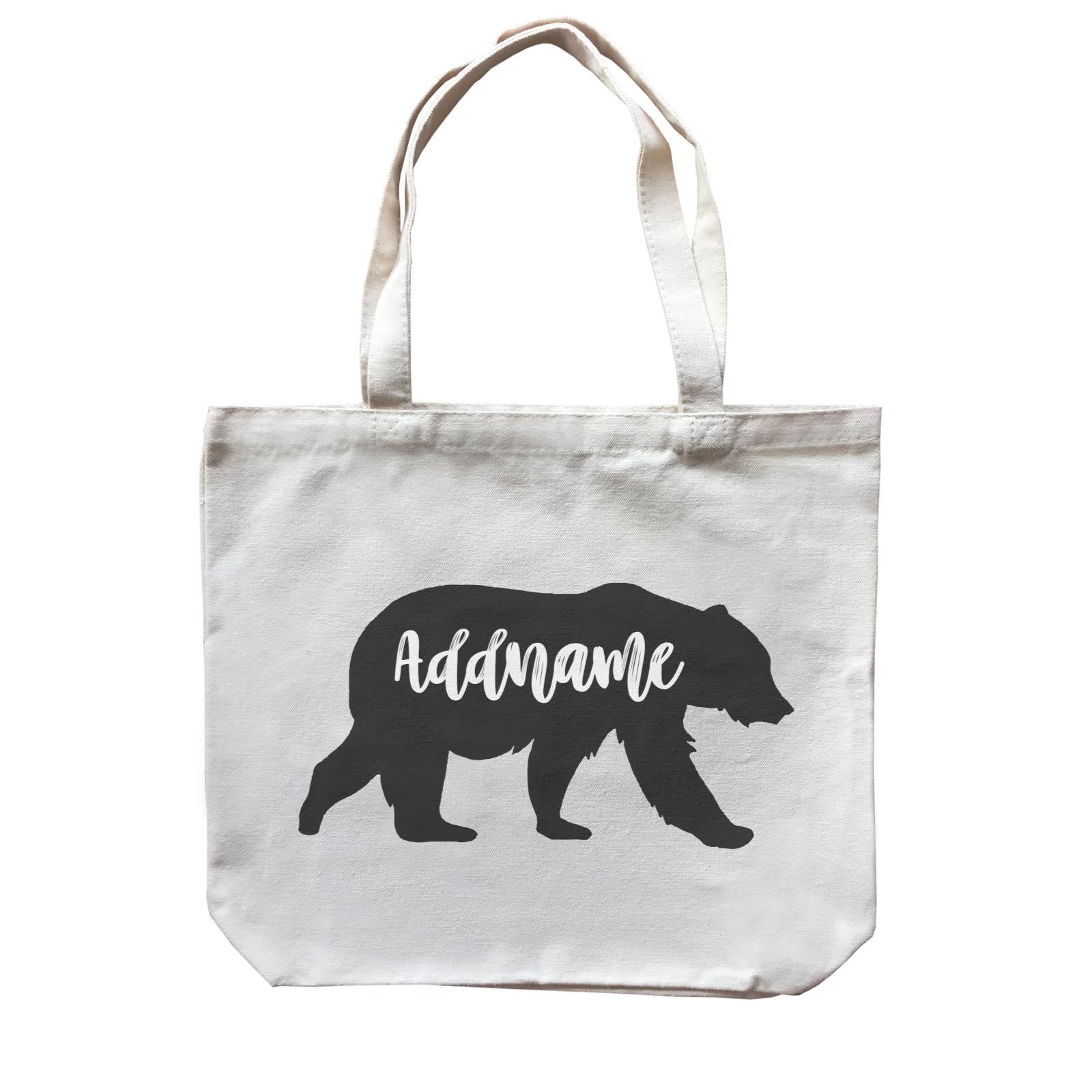 Cute Bear Silhouette Addname Canvas Bag