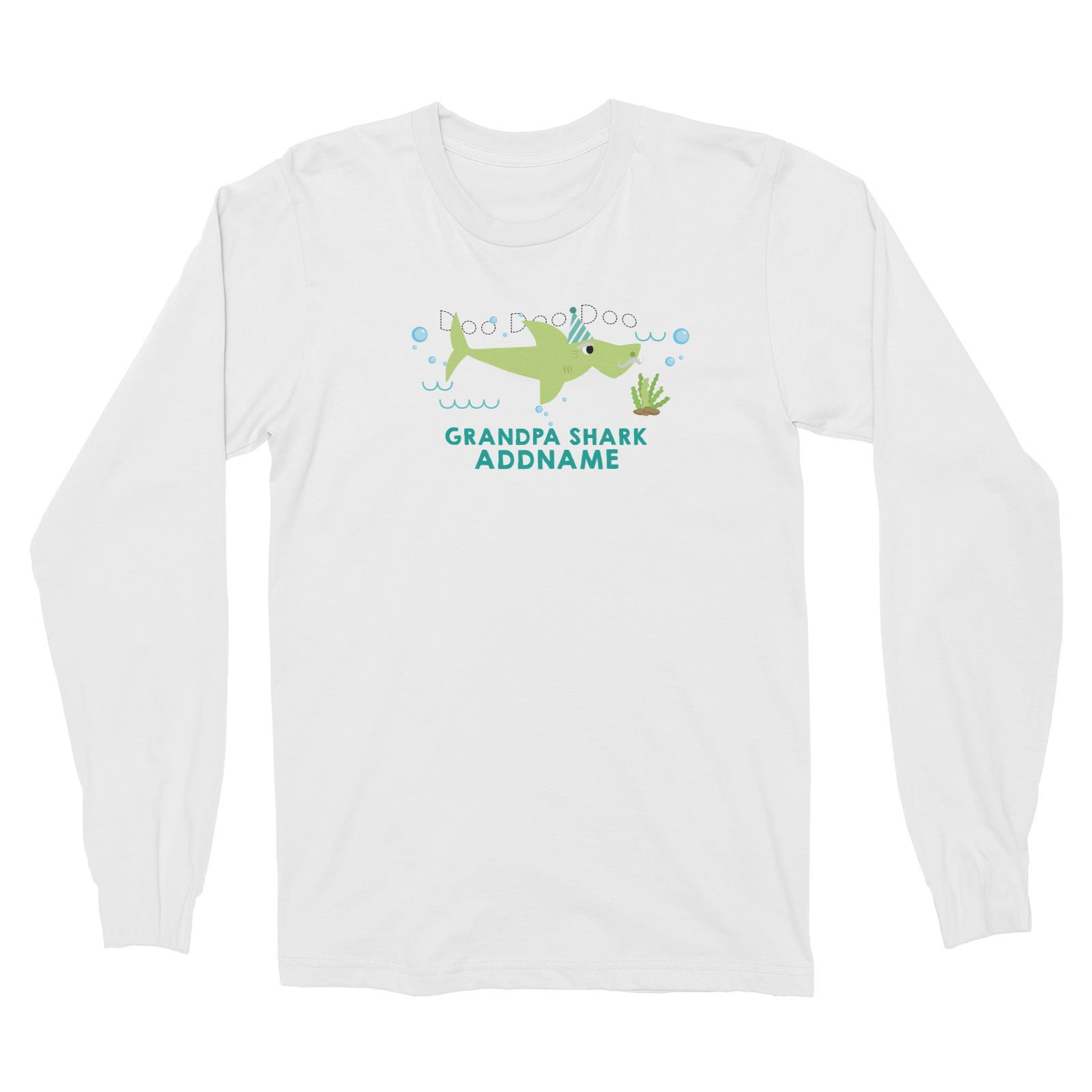 Grandpa Shark Birthday Theme Addname Long Sleeve Unisex T-Shirt