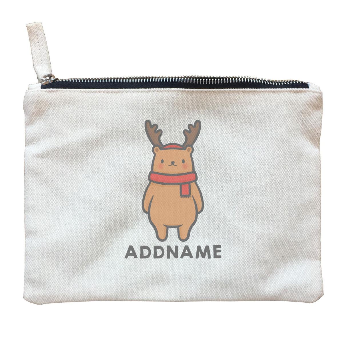 Xmas Cute Bear Addname Zipper Pouch