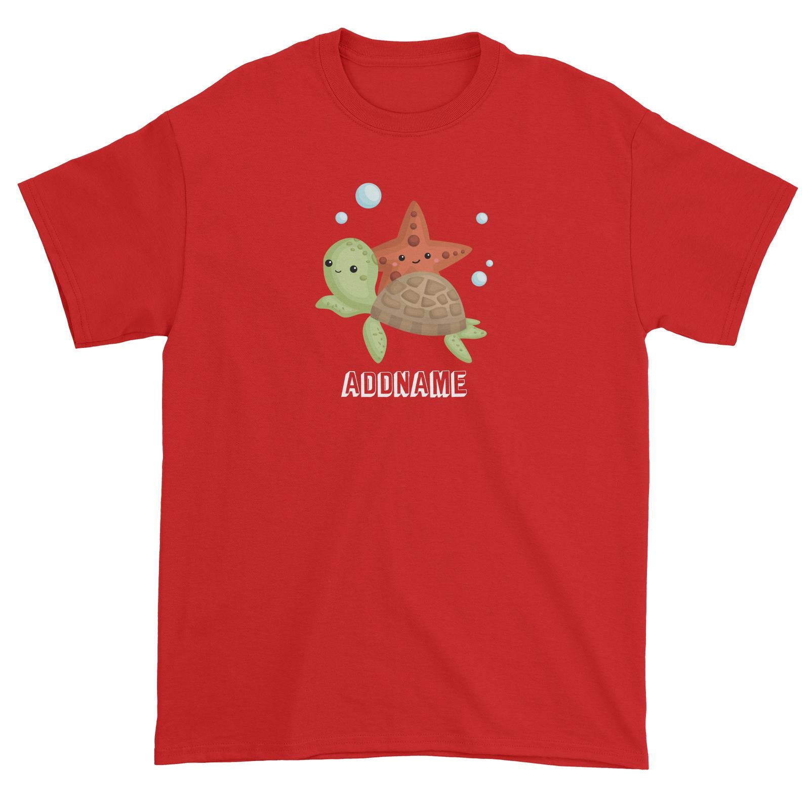 Birthday Mermaid Turtle And Starfish Addname Unisex T-Shirt