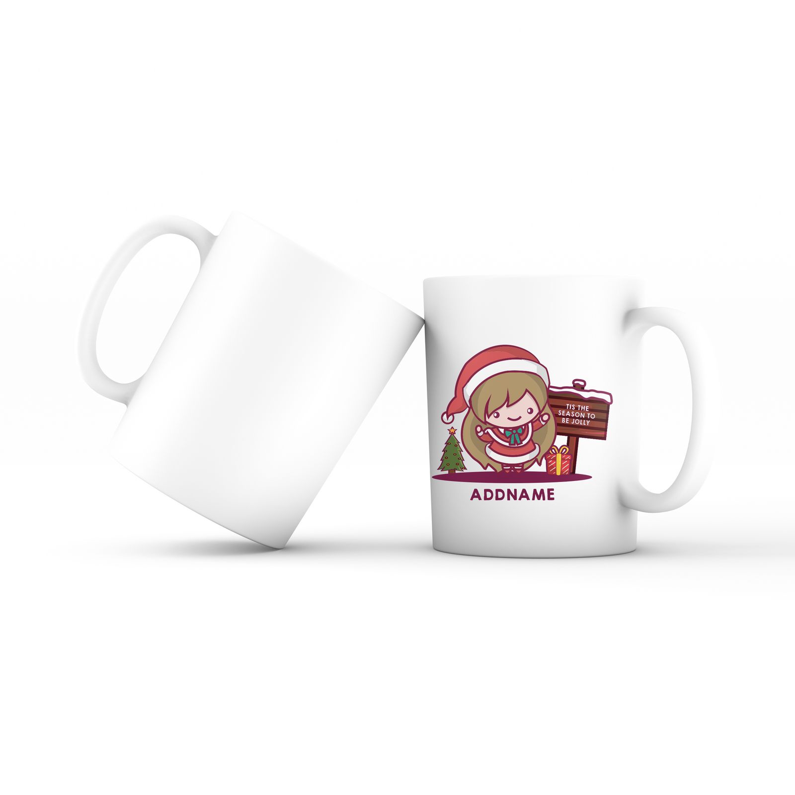 Christmas Cute Jolly Series Santa Girl Addname Mug