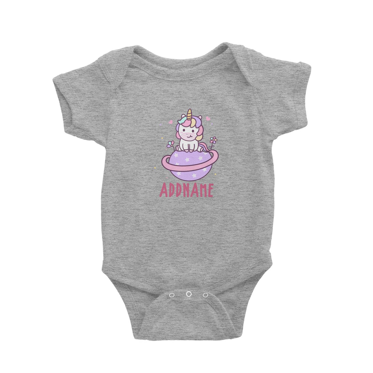 Unicorn And Princess Series Cute Pastel Unicorn Sitting On Planet Addname Baby Romper
