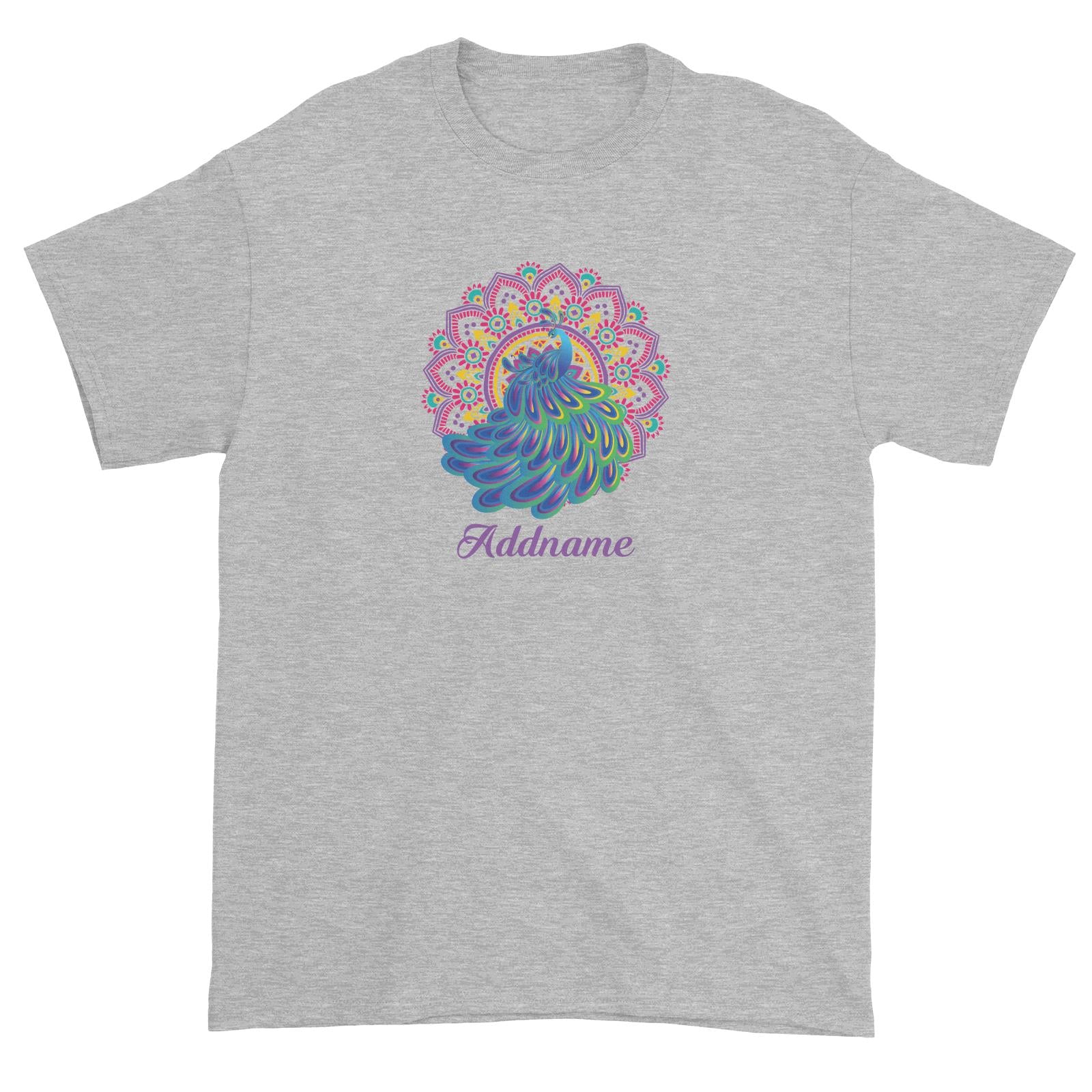 Deepavali Series Virtue Peacock with Purple Mandala Unisex T-Shirt