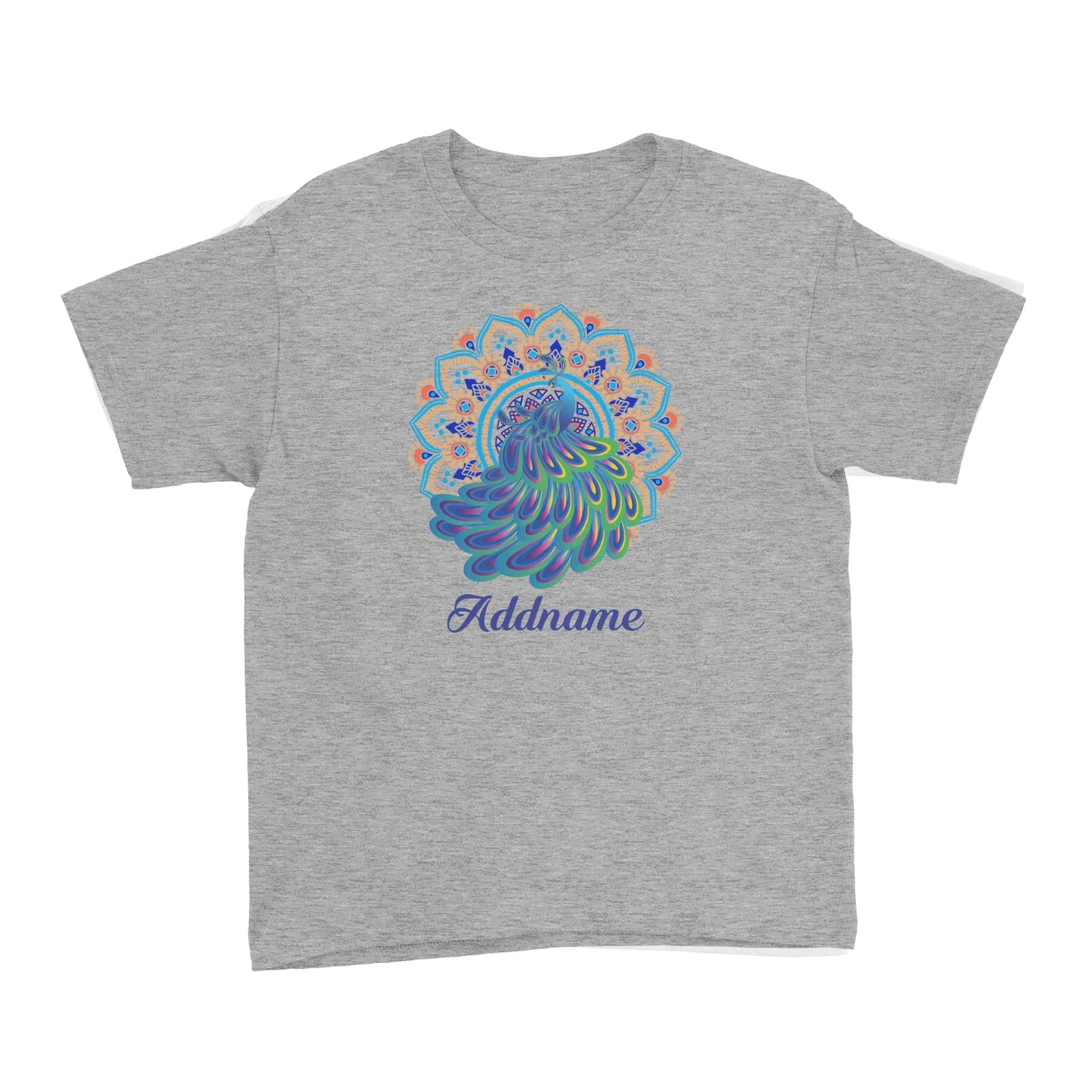 Deepavali Series Virtue Peacock with Sky Blue Mandala Kid's T-Shirt