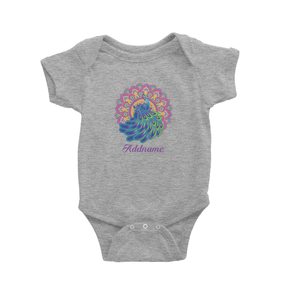 Deepavali Series Virtue Peacock with Purple Mandala Baby Romper