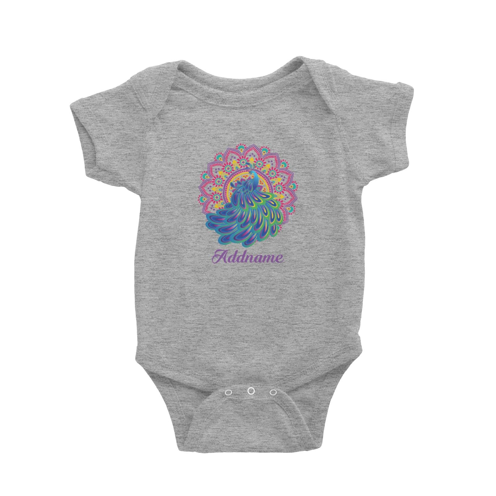 Deepavali Series Virtue Peacock with Purple Mandala Baby Romper