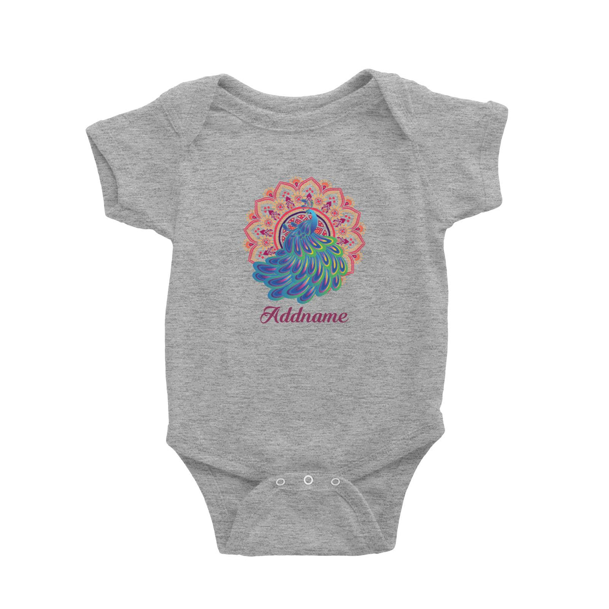 Deepavali Series Virtue Peacock with Red Mandala Baby Romper