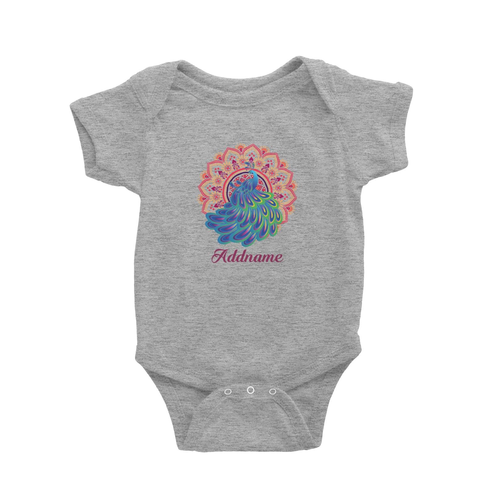 Deepavali Series Virtue Peacock with Red Mandala Baby Romper