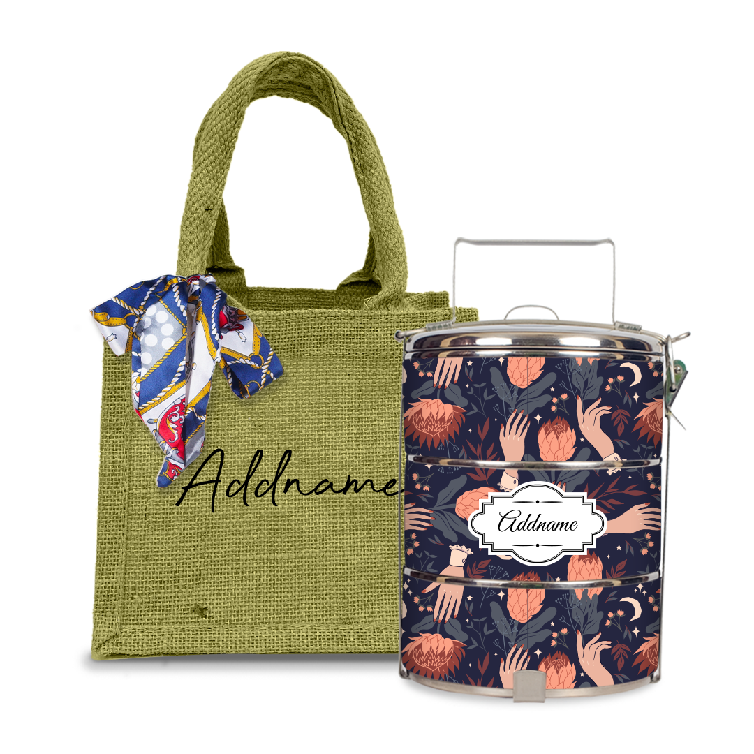 Floral with Hands Tiffin Carrier