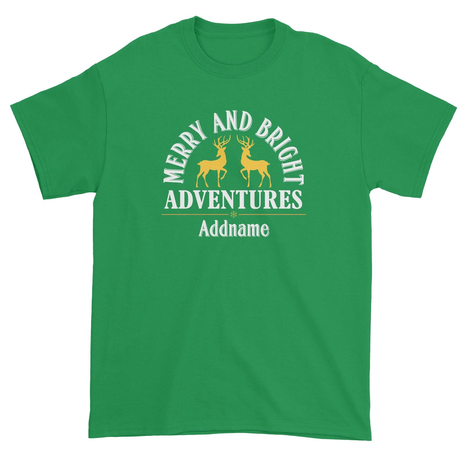 Xmas Merry and Bright Adventures with Reindeers Unisex T-Shirt