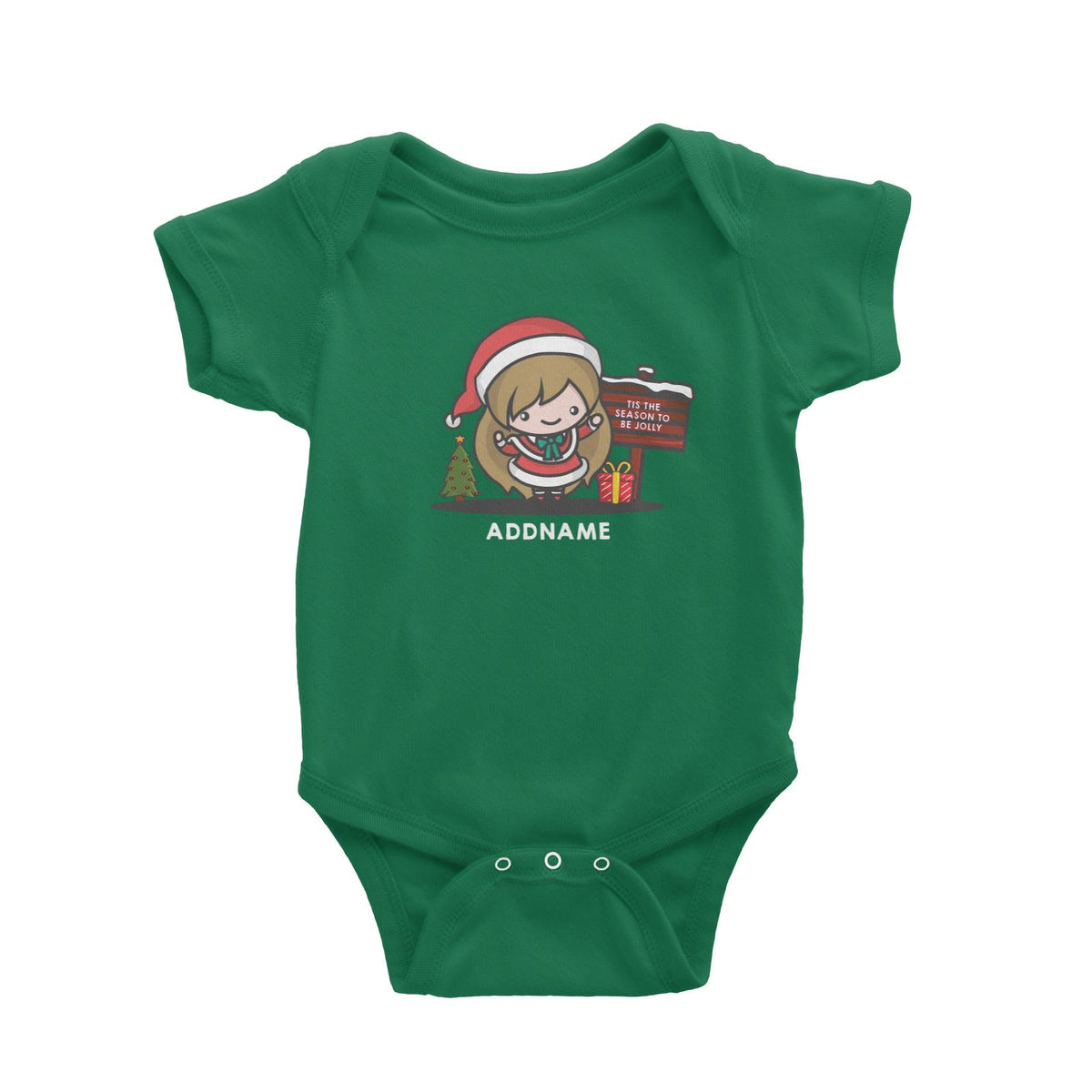 Christmas Cute Jolly Series Santa Girl Addname Baby Romper