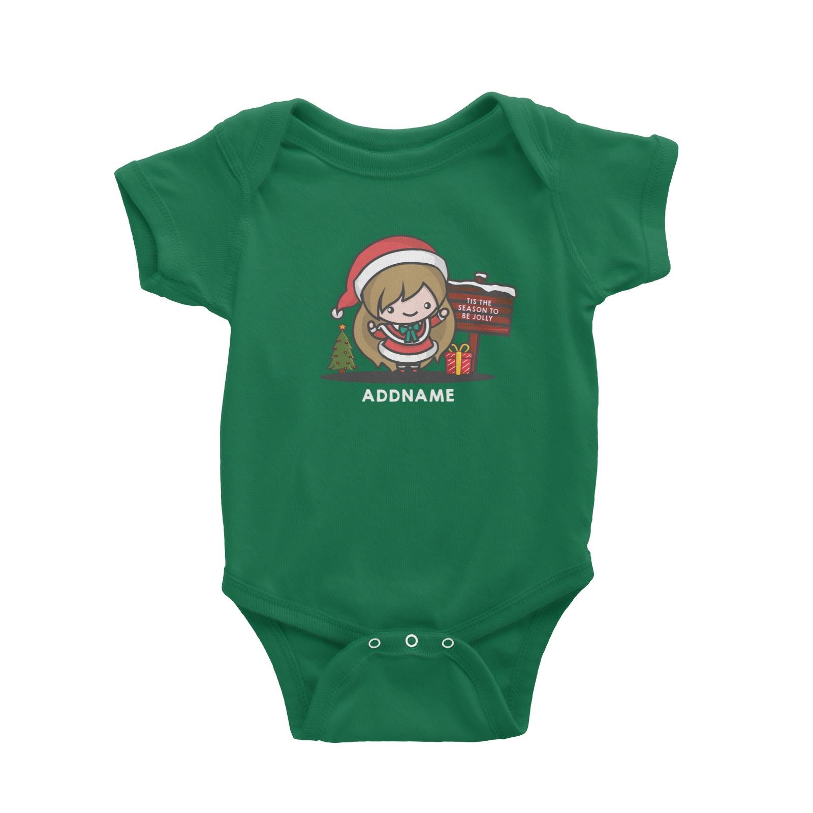Christmas Cute Jolly Series Santa Girl Addname Baby Romper