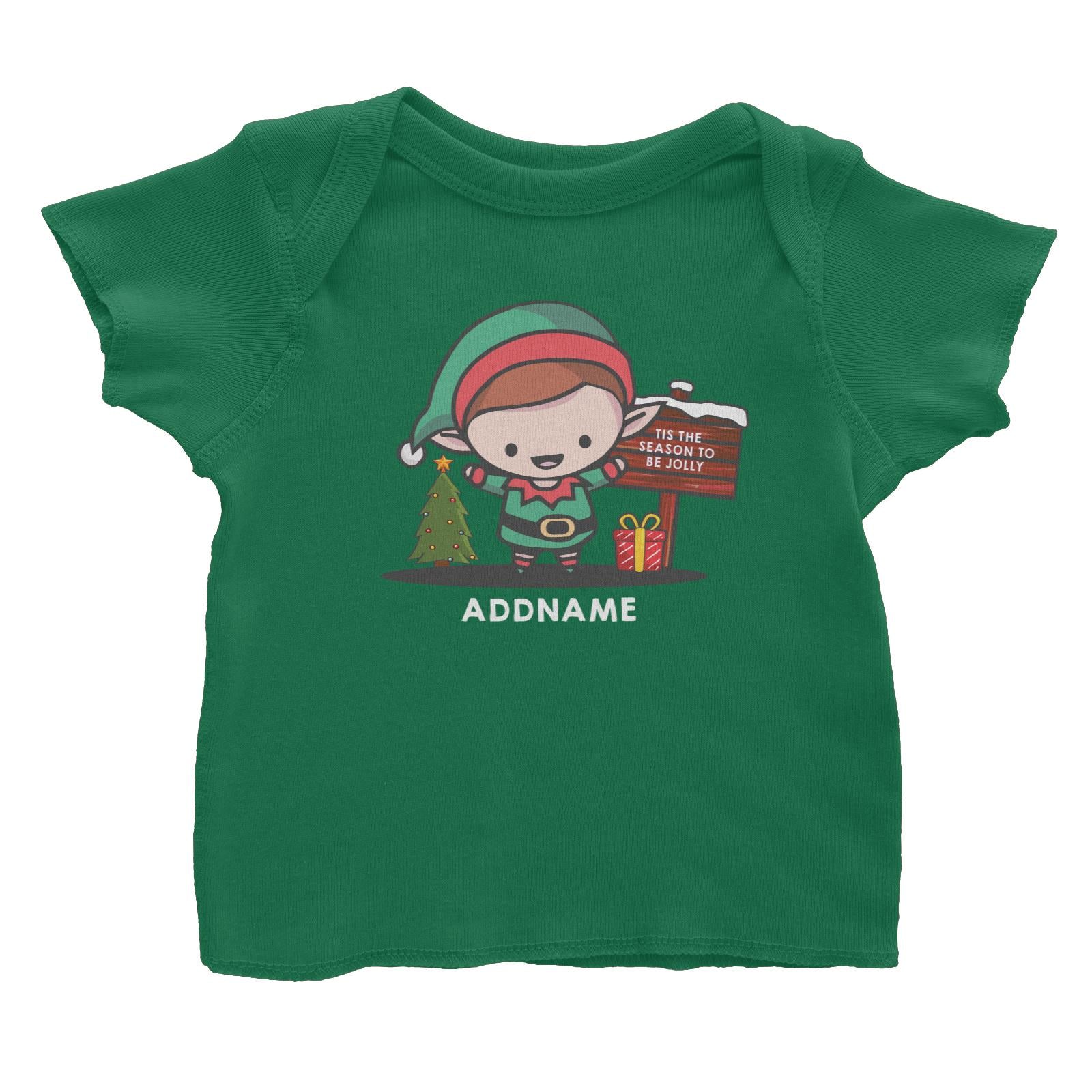 Christmas Cute Jolly Series Elf Addname Baby T-Shirt