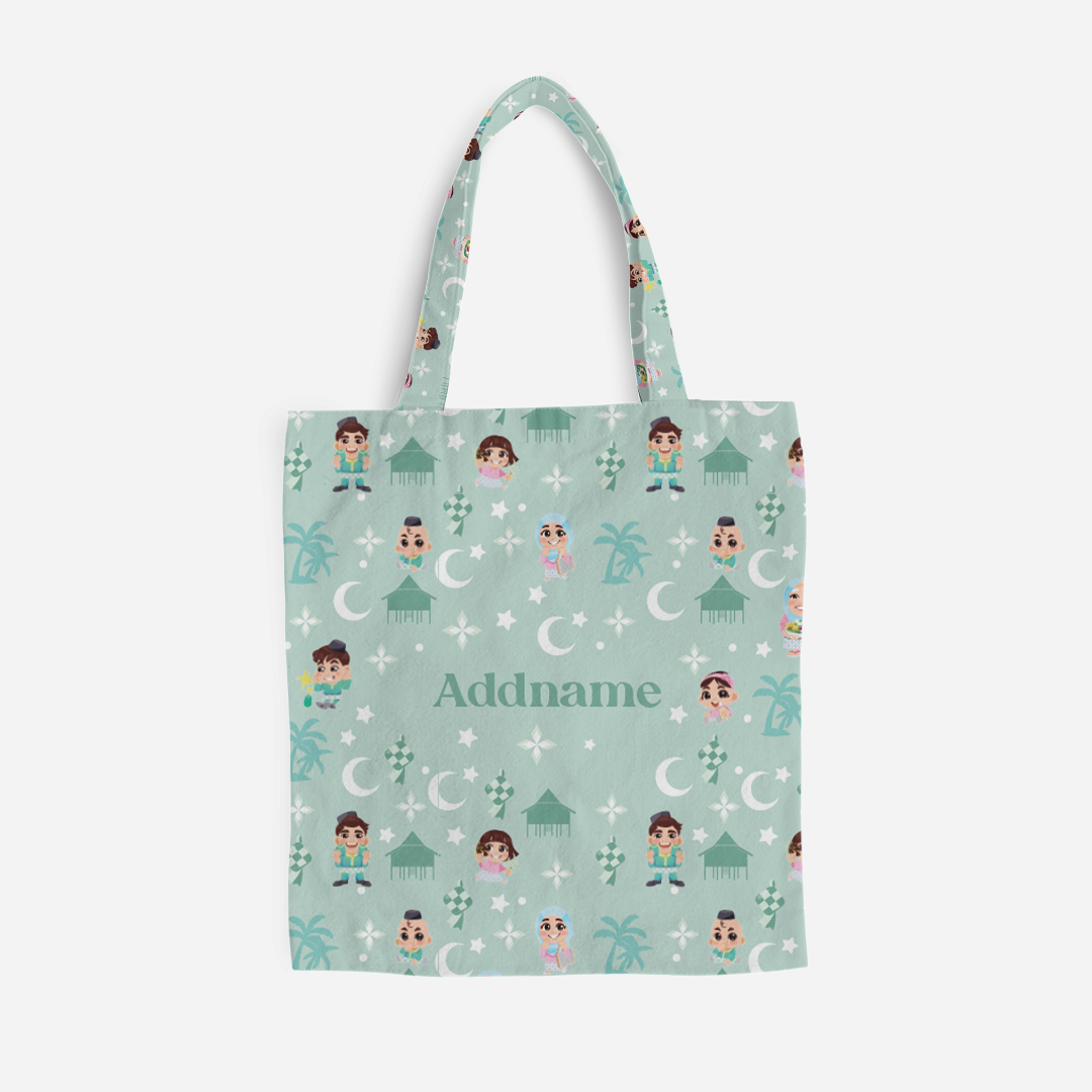 Seindah Lebaran Full Print Canvas Bag - Pastel Green