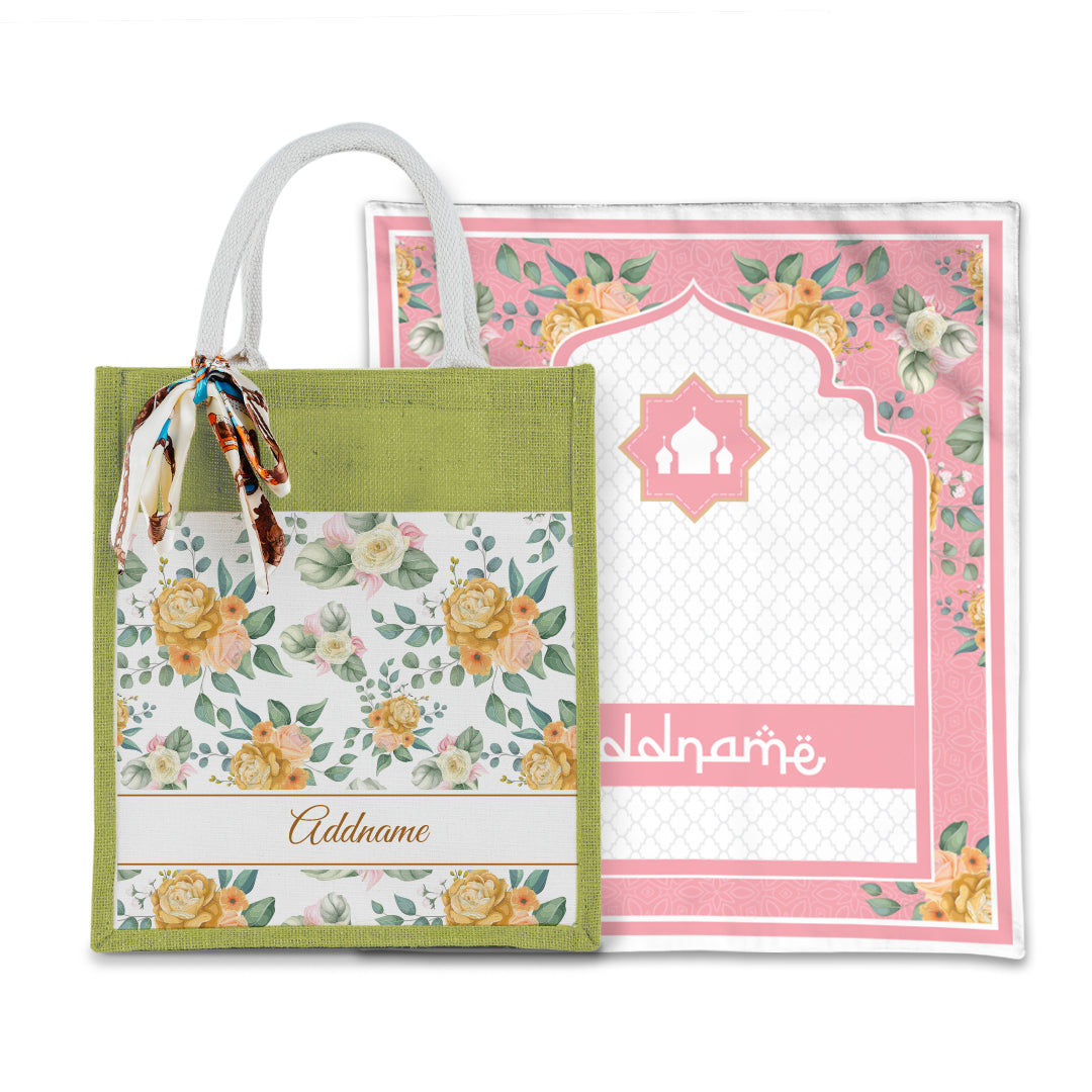 Laura Honey Sejadah with Matching Colourful Jute Bag