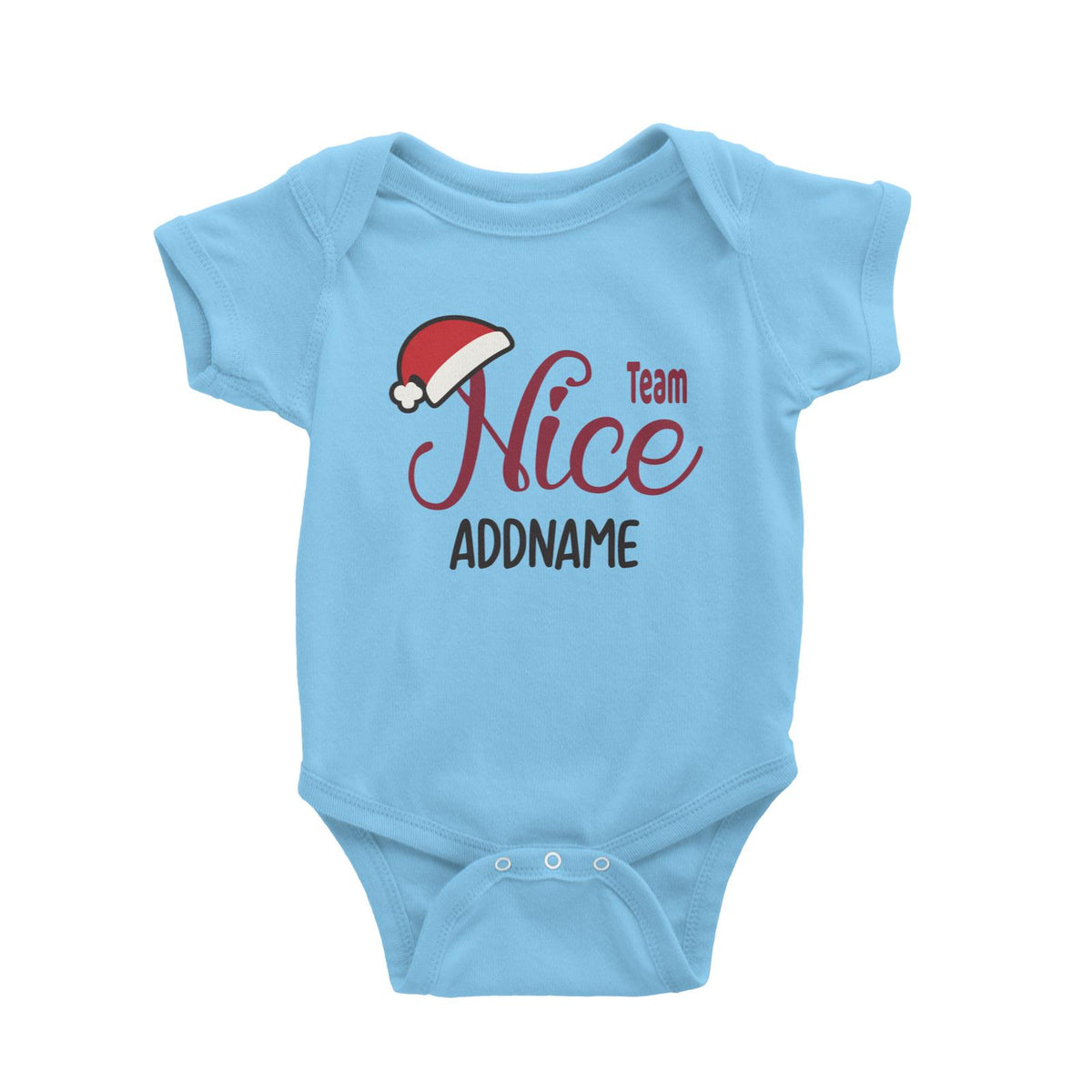 Xmas Team Nice with Santa Hat Baby Romper