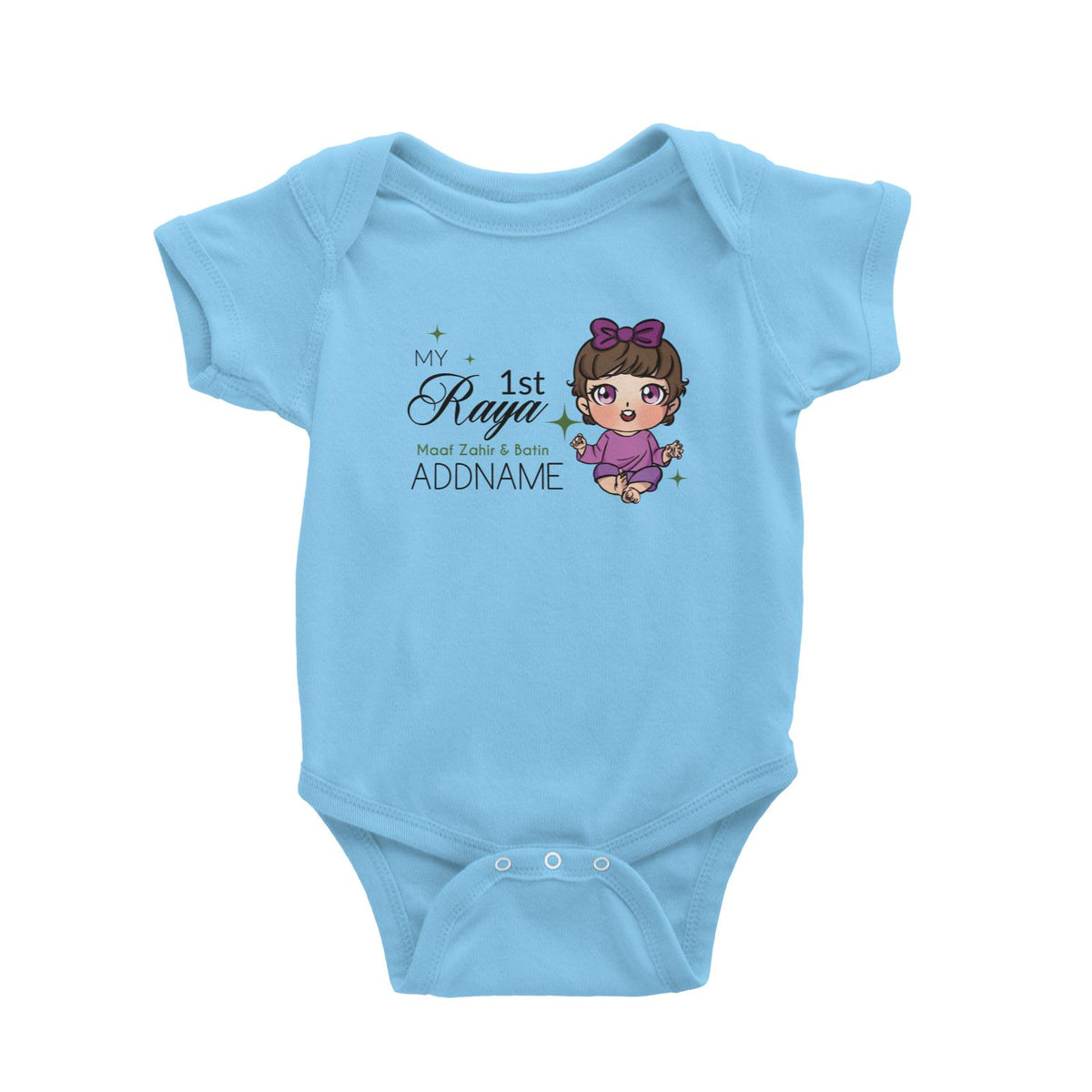 Raya Chibi Baby Baby Girl My 1st Raya Maaf Zahir &amp; Batin Addname Baby Rompers