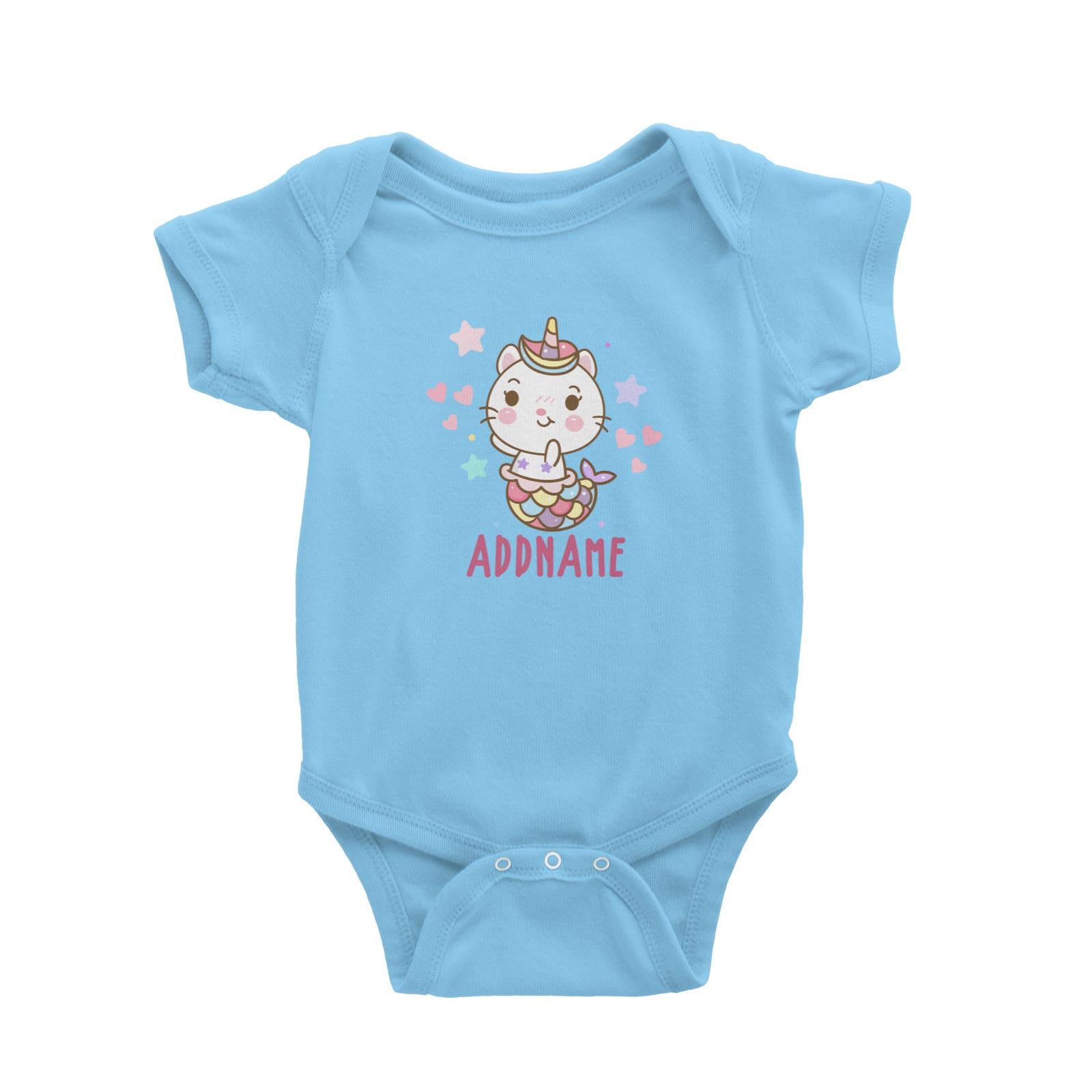 Unicorn And Princess Series Cute Shy Cat Mermaid Addname Baby Romper