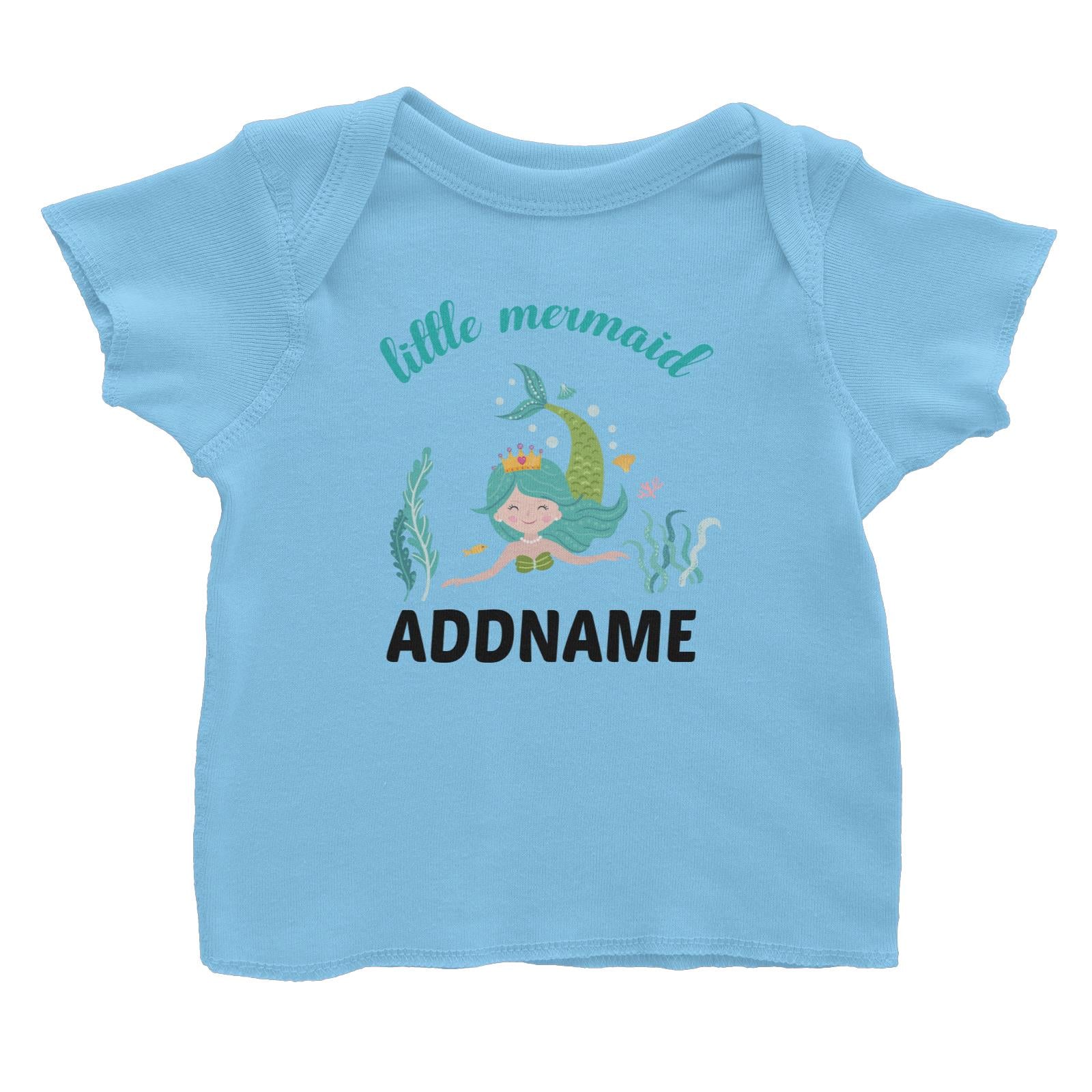 Little Mermaid Turqoise Hair Addname Baby T-Shirt