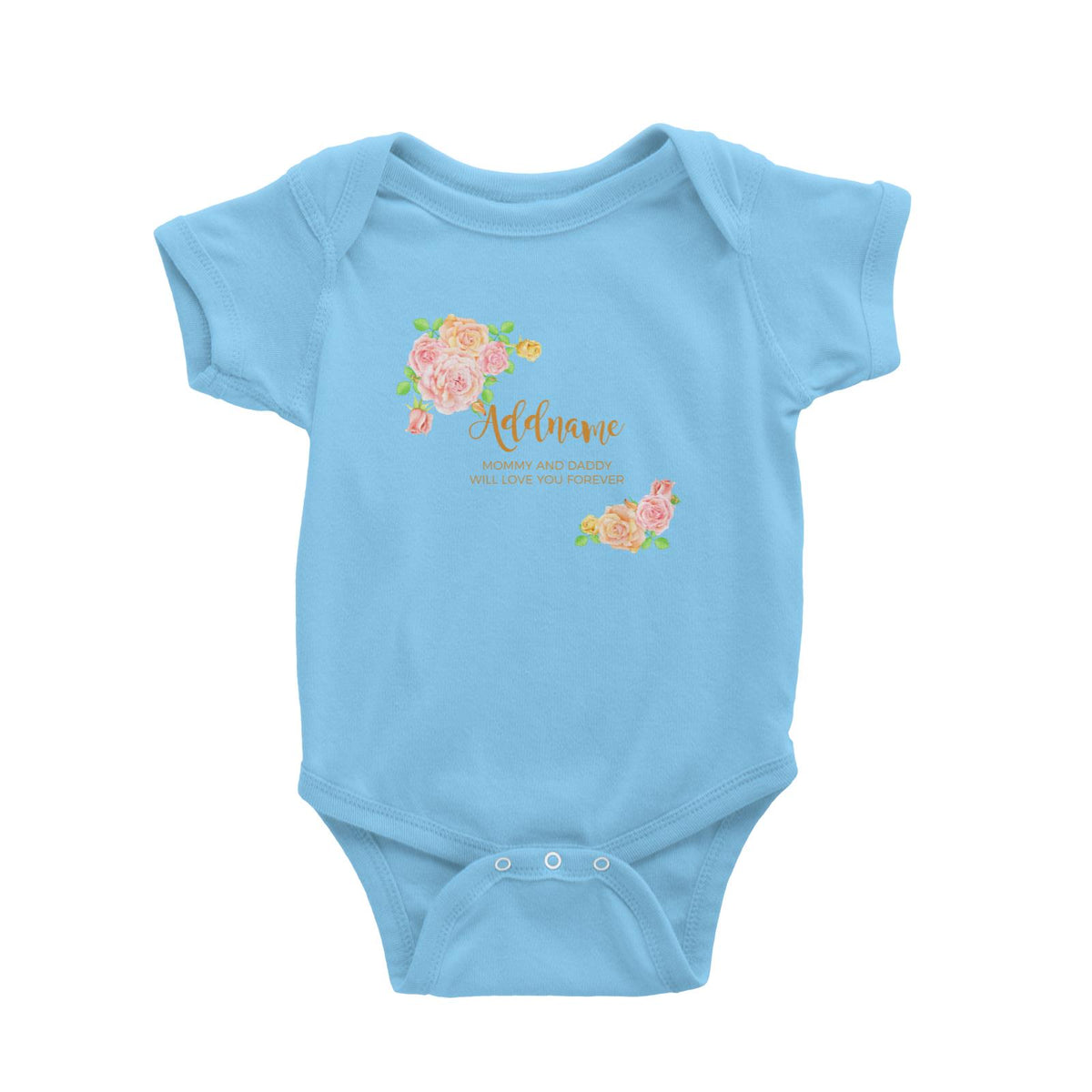 Sweet Rose Frame Personalisable with Name and Text Baby Romper