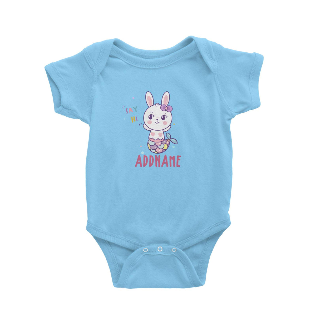 Unicorn And Princess Series Cute Say Hi Rabbit Mermaid Addname Baby Romper