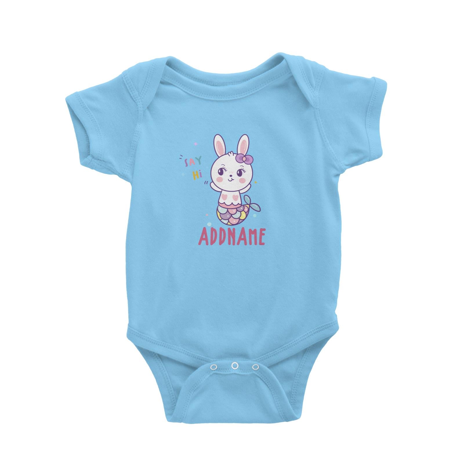 Unicorn And Princess Series Cute Say Hi Rabbit Mermaid Addname Baby Romper