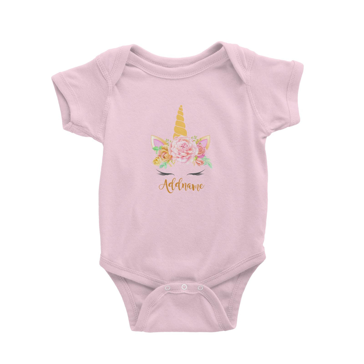 Sweet Rose Garland Unicorn Face Addname Baby Romper