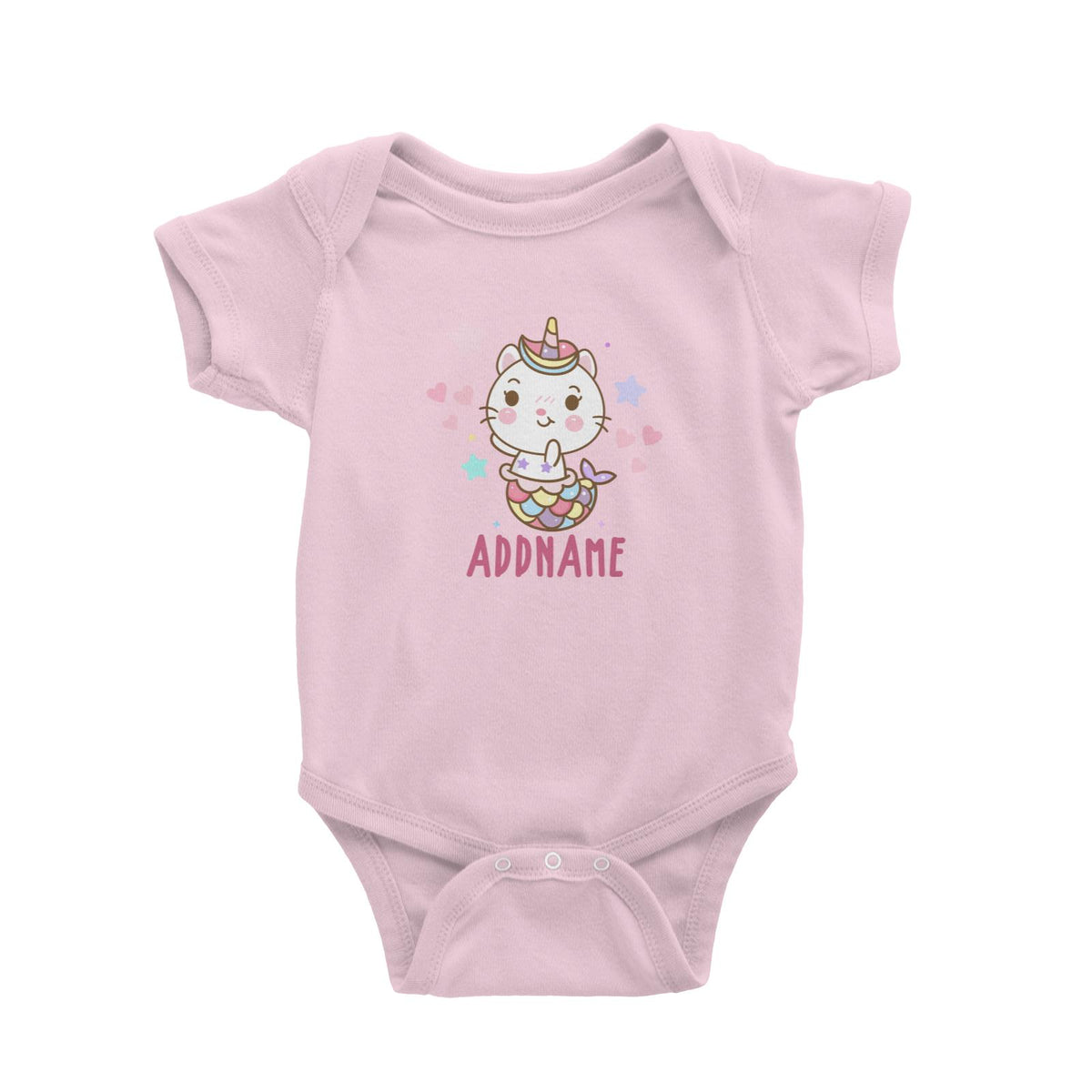 Unicorn And Princess Series Cute Shy Cat Mermaid Addname Baby Romper