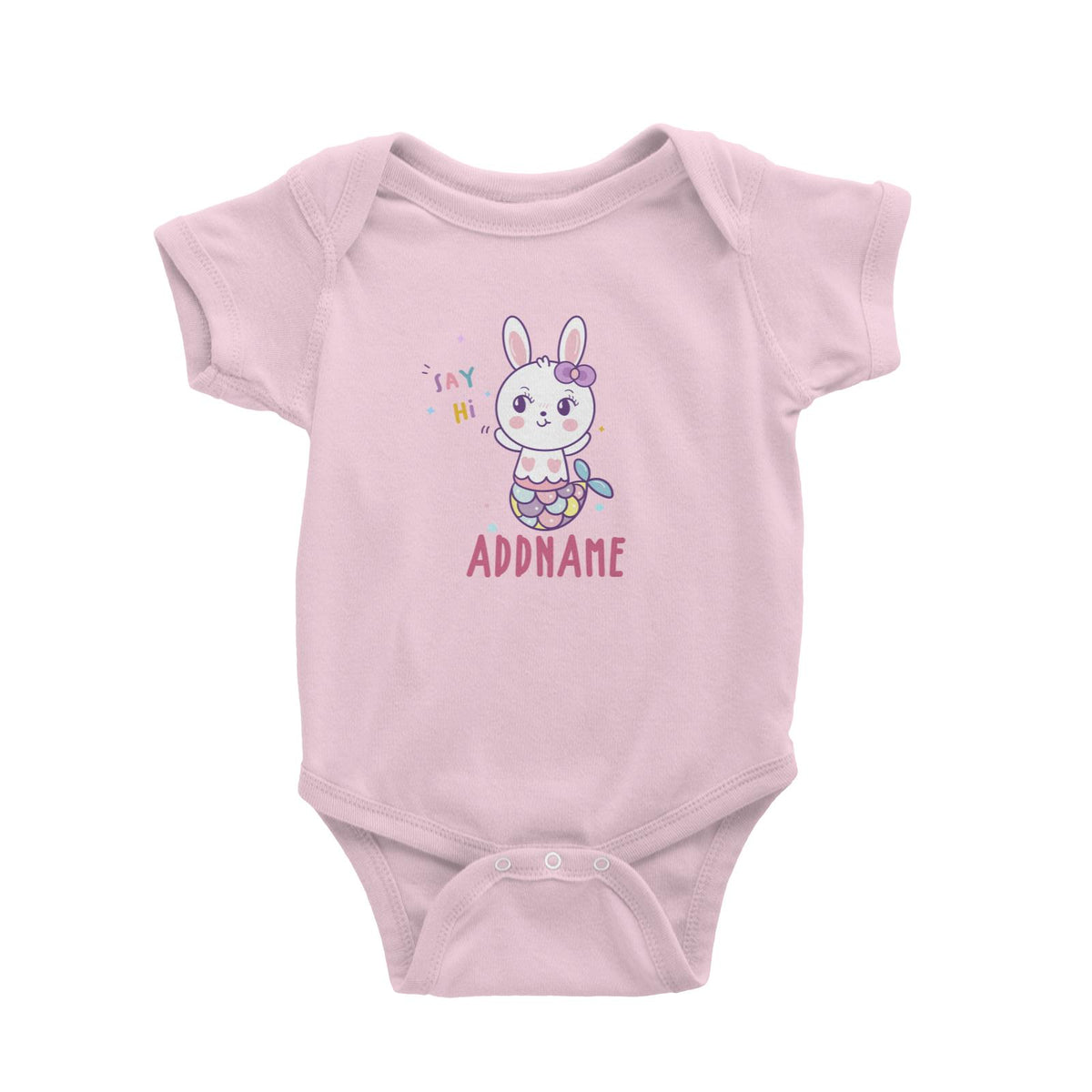Unicorn And Princess Series Cute Say Hi Rabbit Mermaid Addname Baby Romper