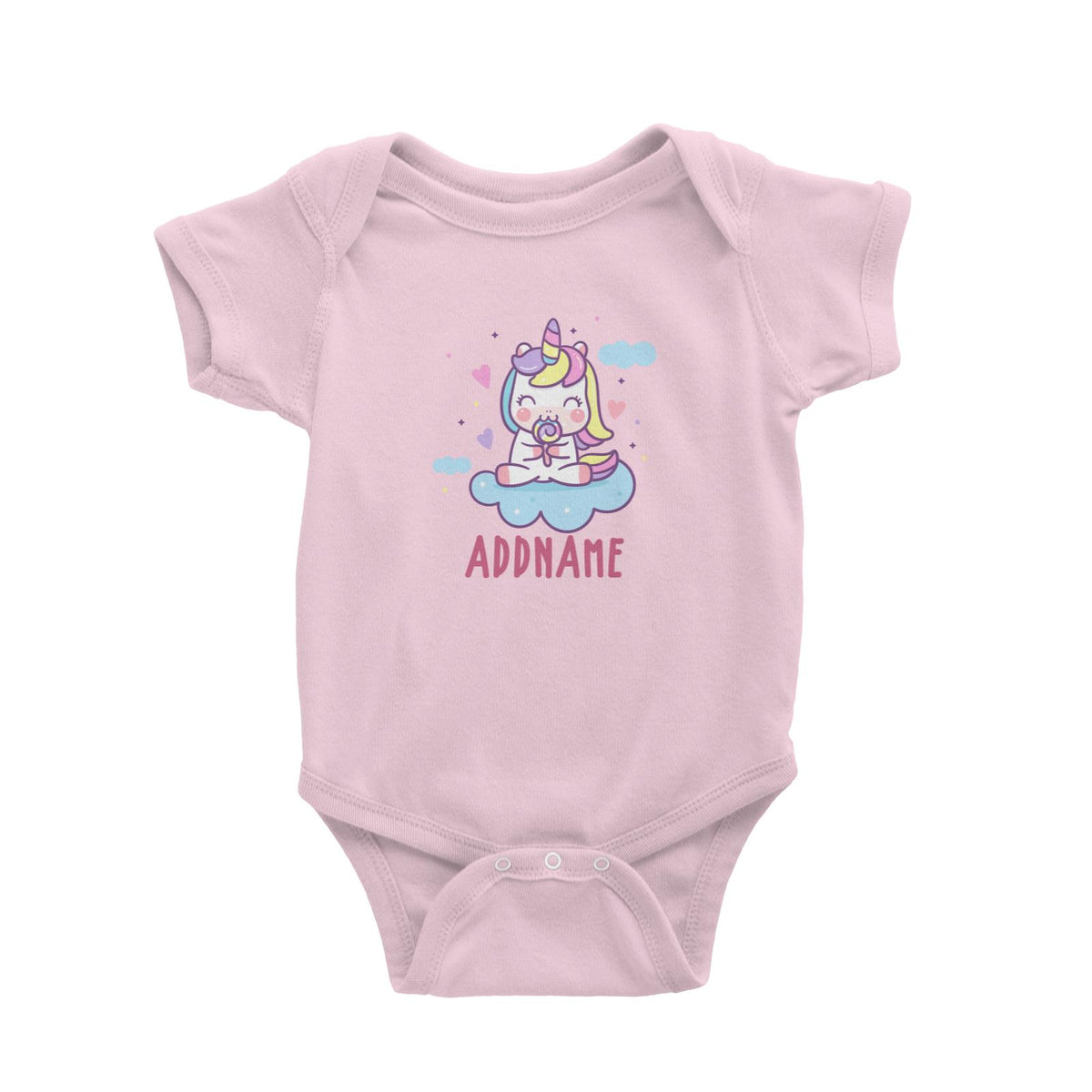 Unicorn And Princess Series Cute Unicorn Eating Lolipop Addname Baby Romper
