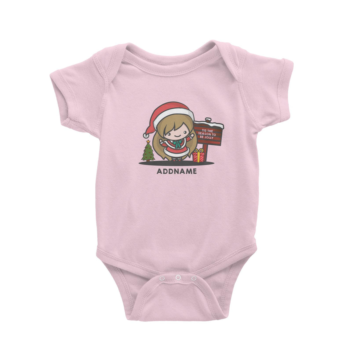 Christmas Cute Jolly Series Santa Girl Addname Baby Romper